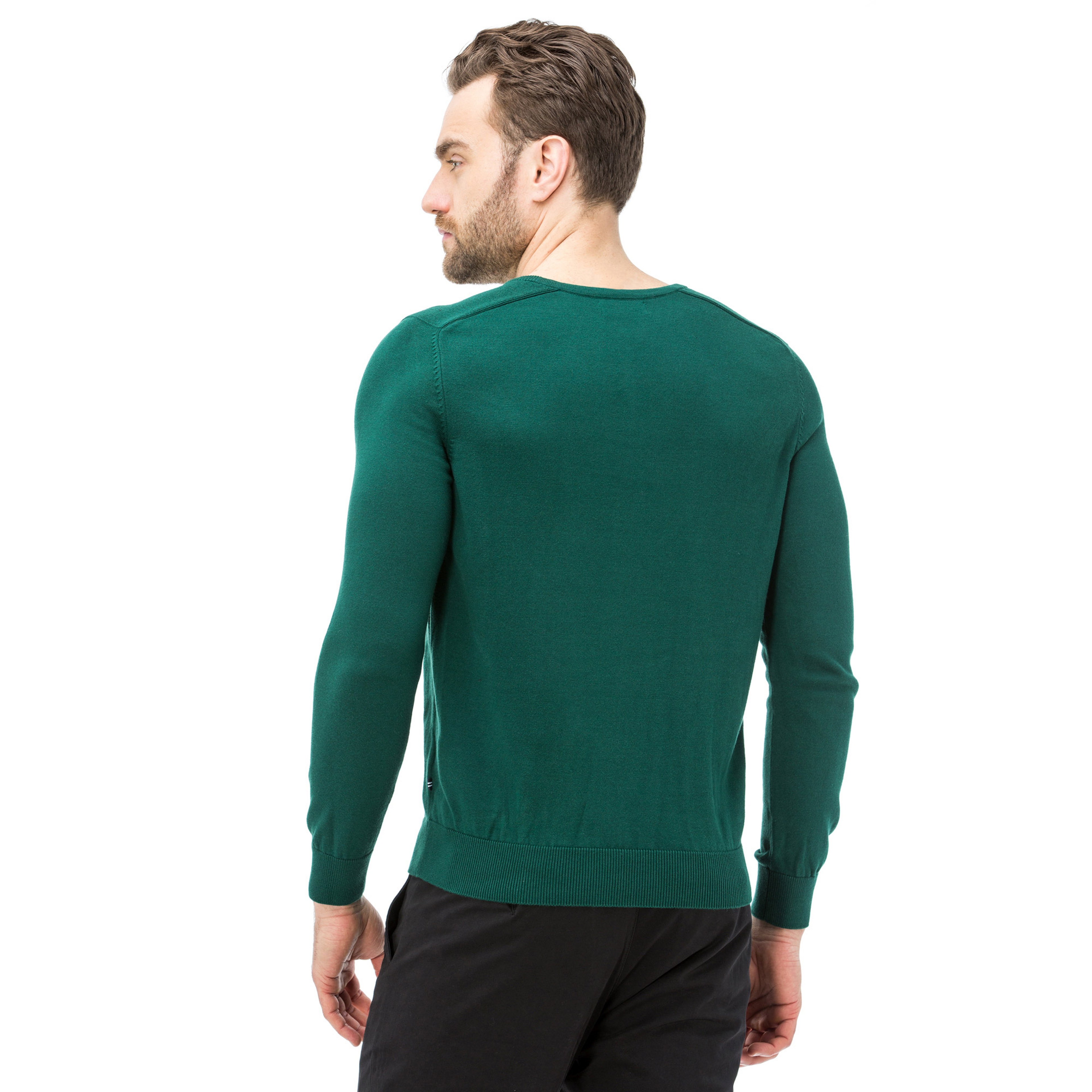 Nautica Uzun Kollu Düz Yeşil Erkek Trıko