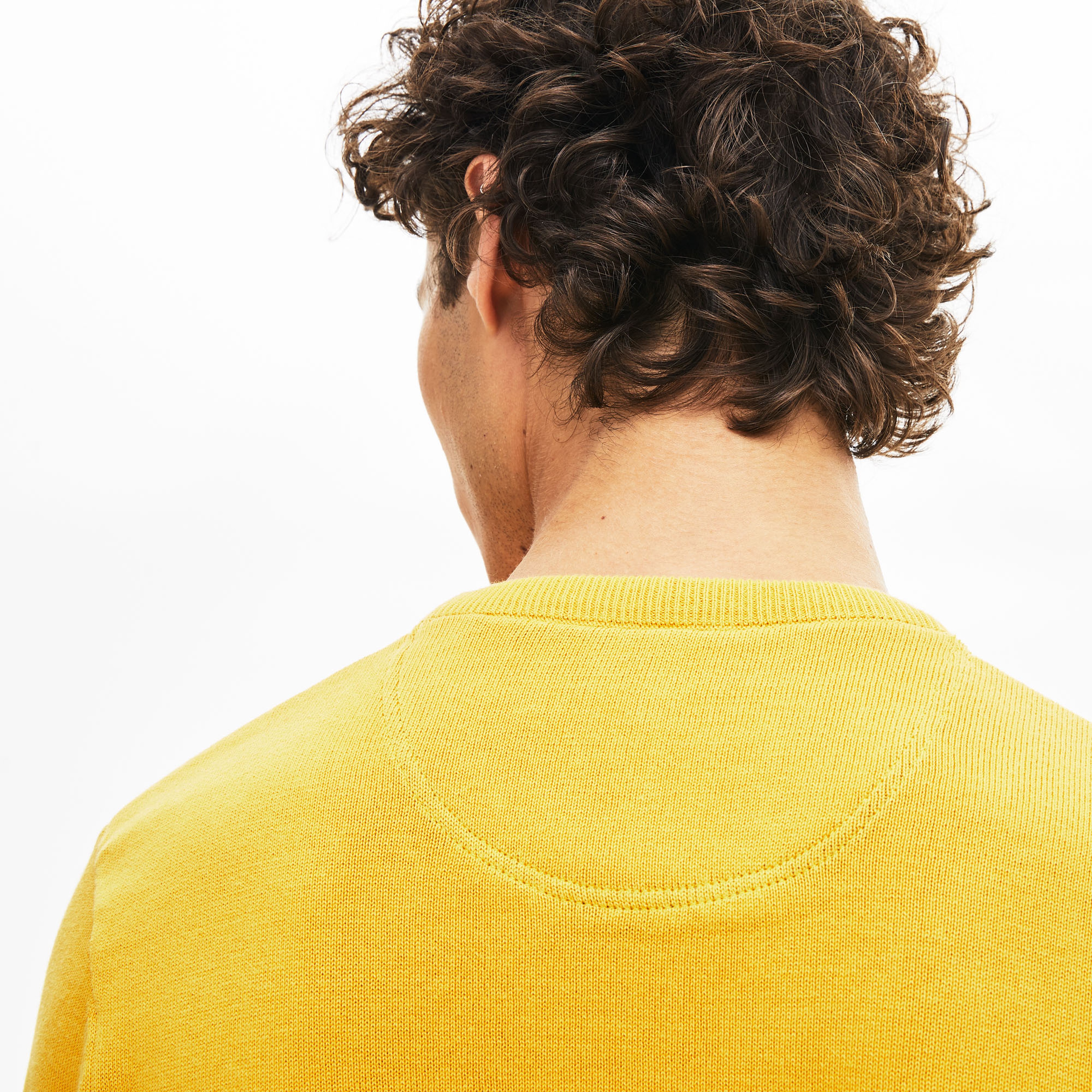 Lacoste Erkek Klasik Fit Bisiklet Yaka Sarı Triko Kazak