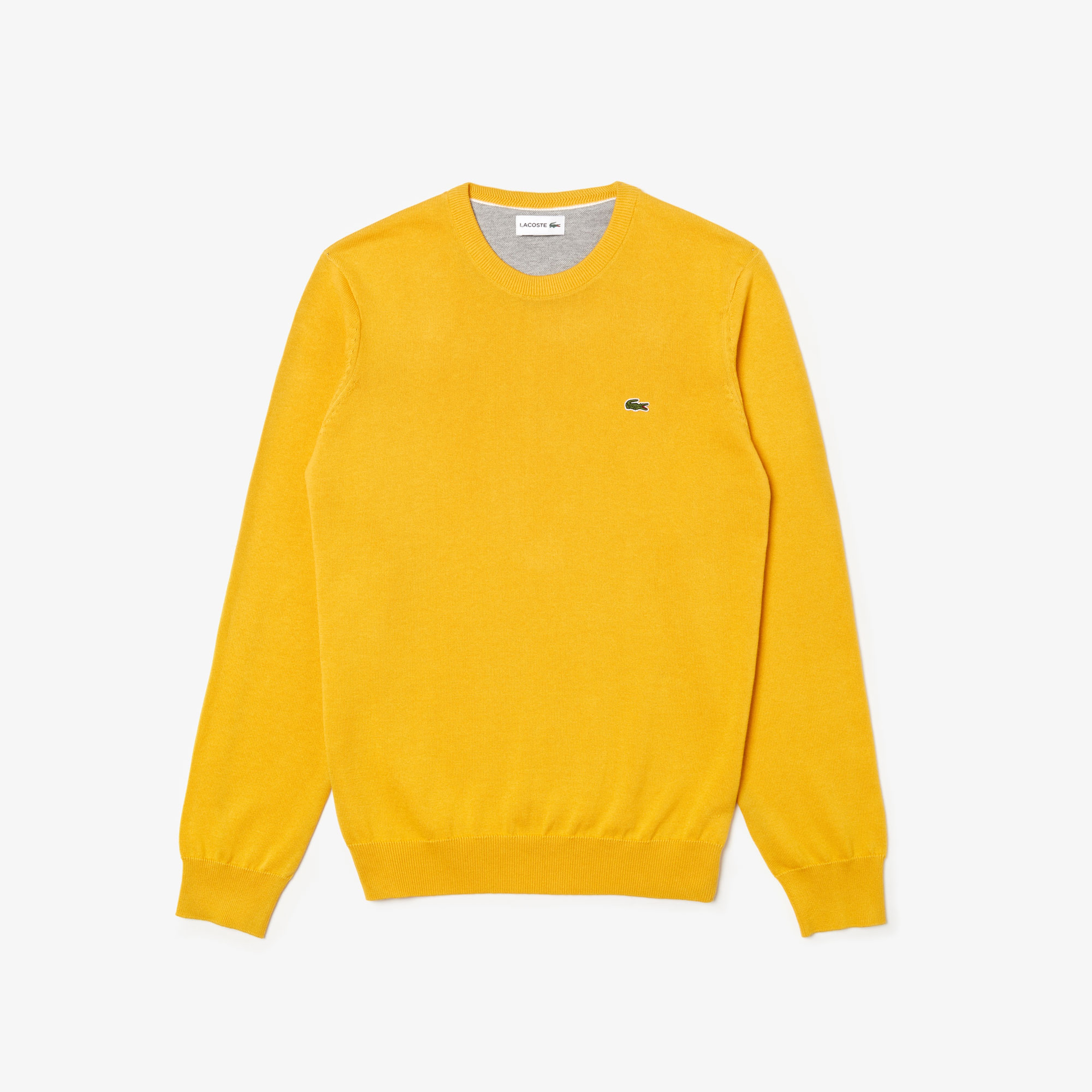 Lacoste Erkek Klasik Fit Bisiklet Yaka Sarı Triko Kazak