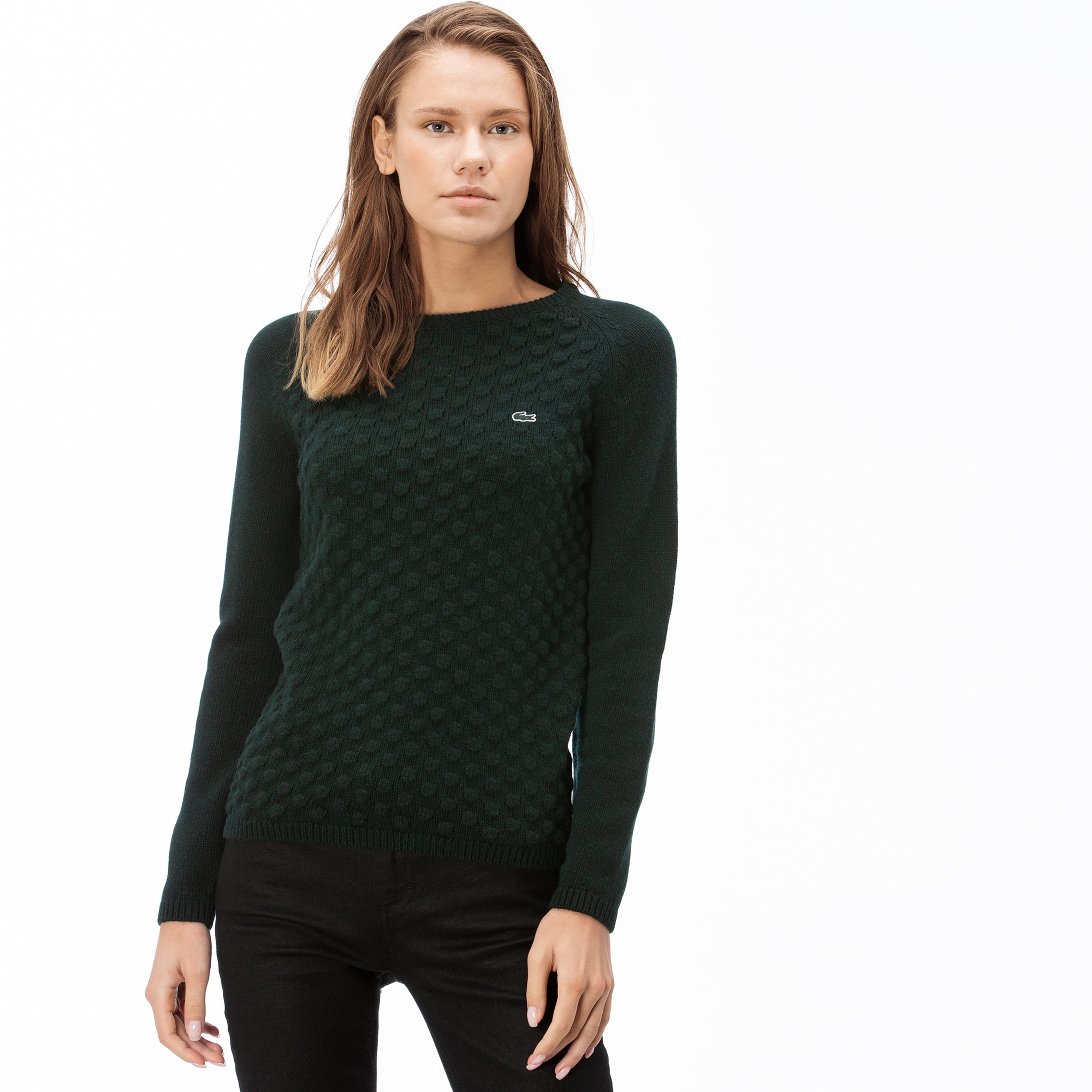 Lacoste Kadın Yeşil Triko Kazak