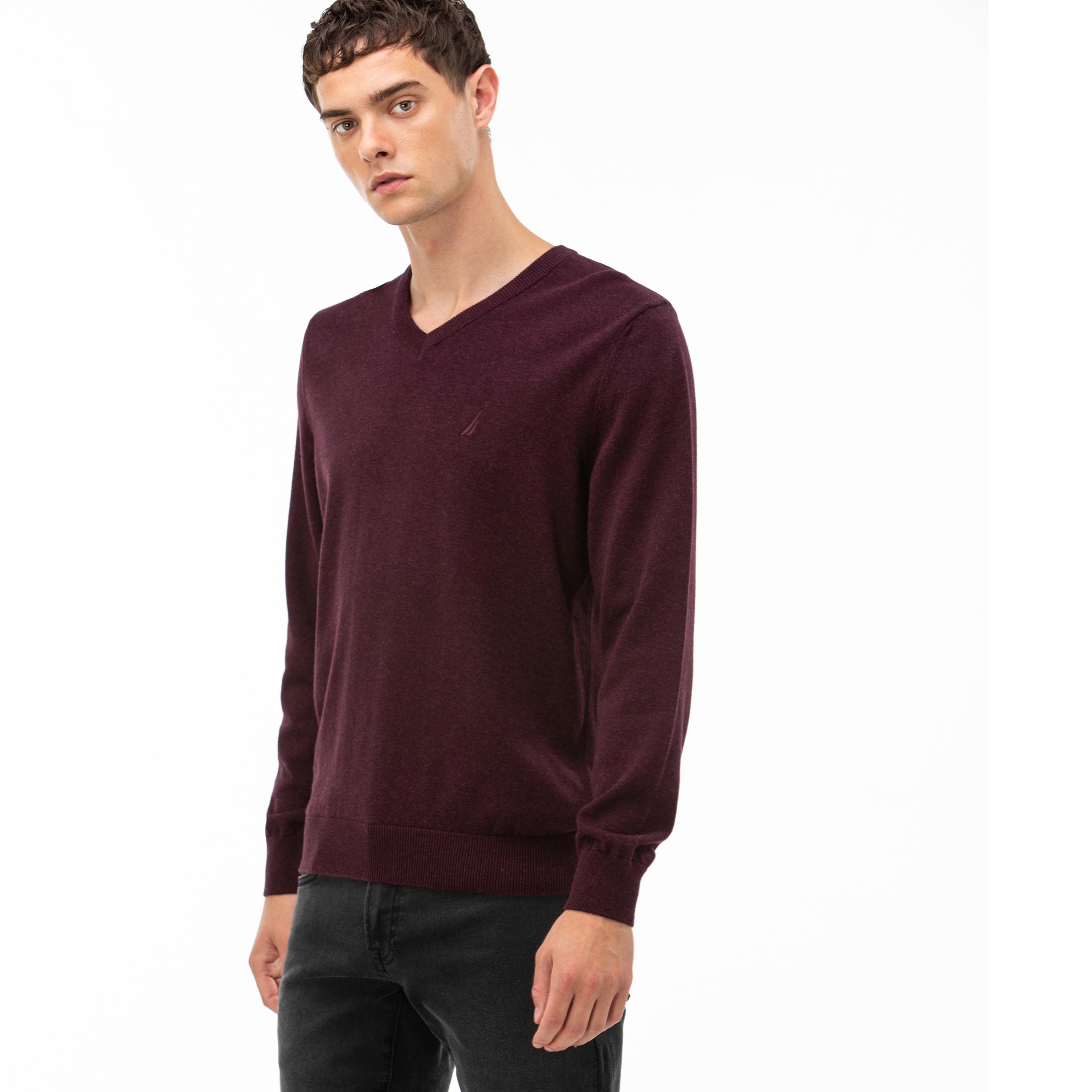 NAUTICA ERKEK V YAKA BORDO TRİKO KAZAK