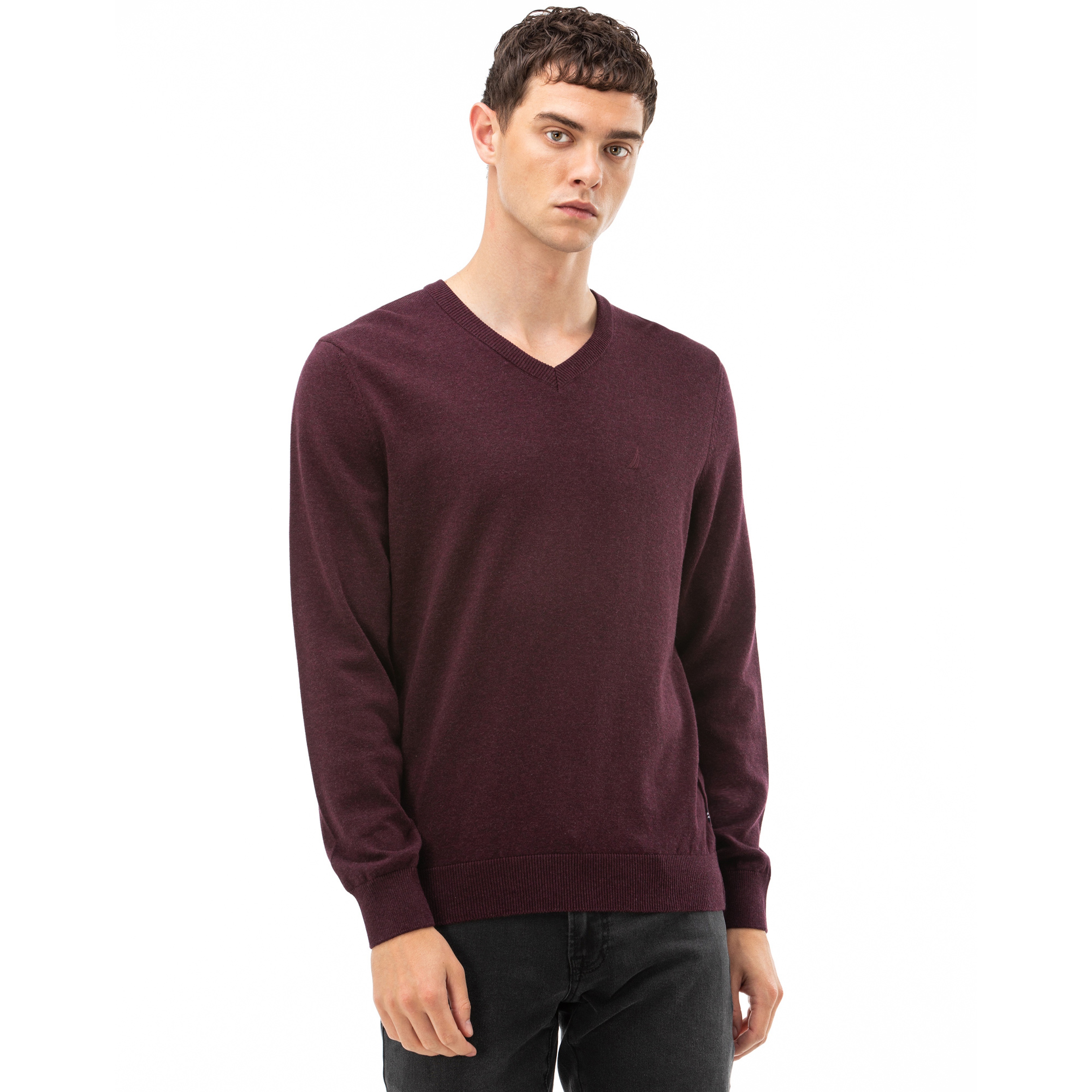 NAUTICA ERKEK V YAKA BORDO TRİKO KAZAK