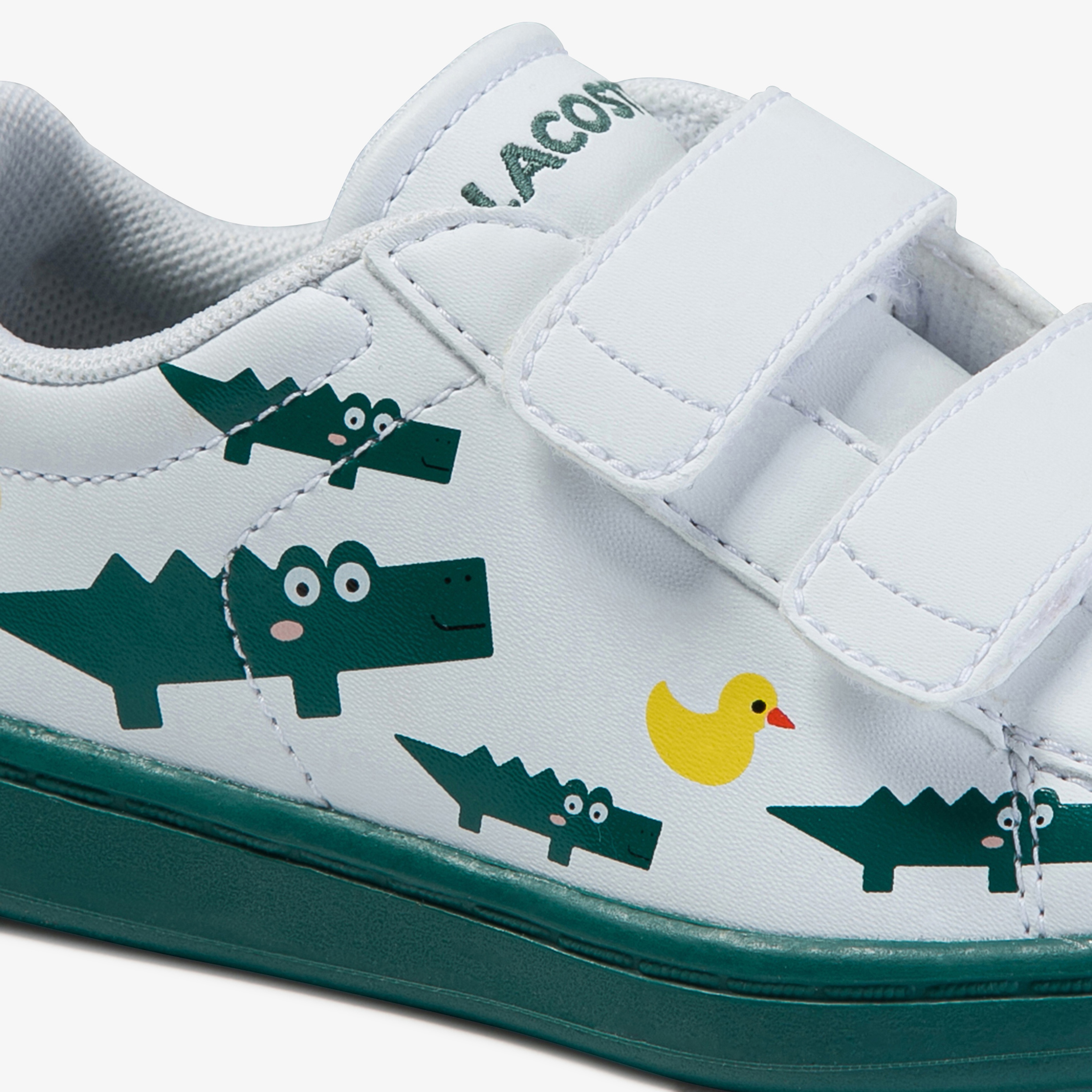 Lacoste Carnaby Evo 120 3 Sui Çocuk Beyaz - Yeşil Baskılı Sneaker