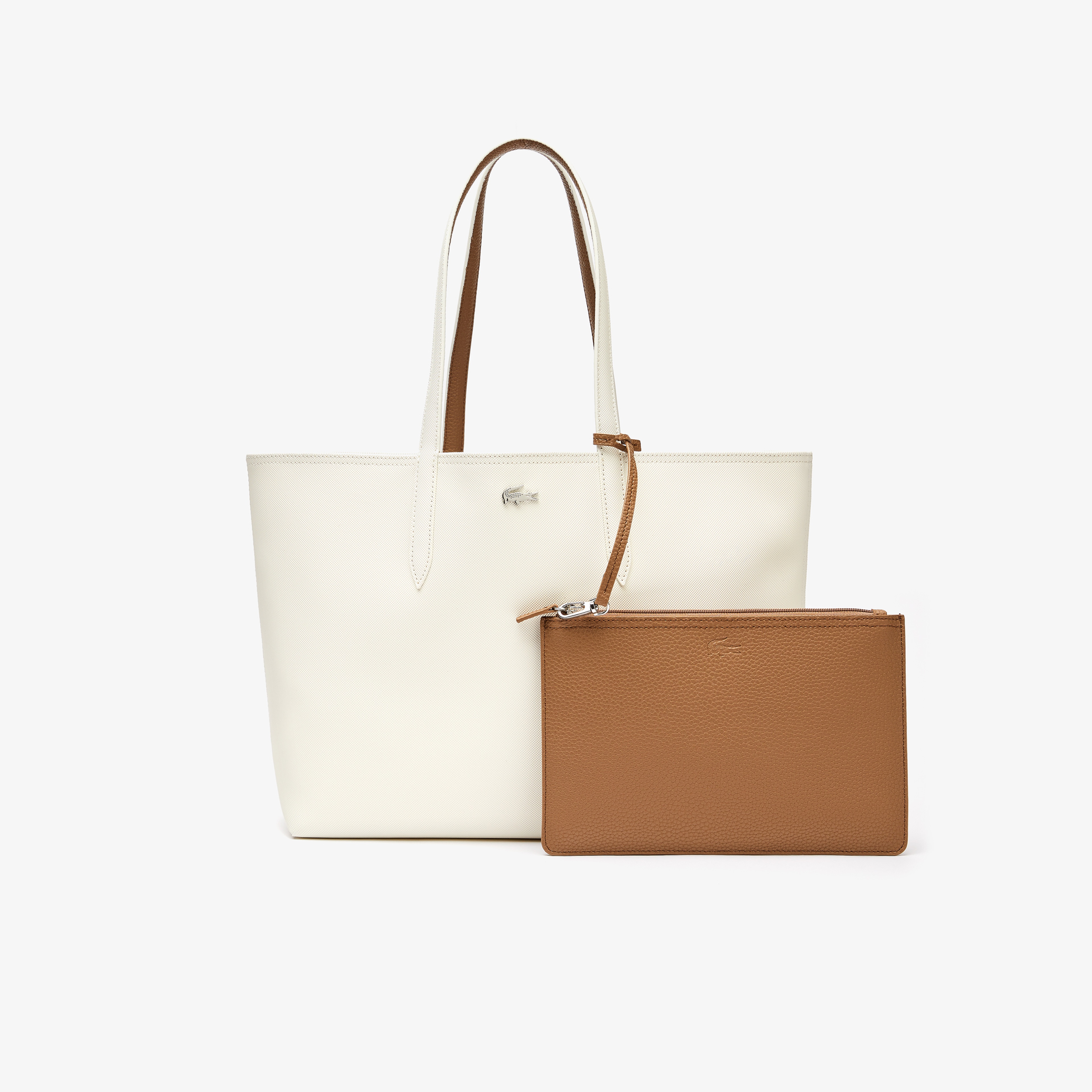 Lacoste Anna Beyaz - Kahverengi Çift Taraflı Çanta