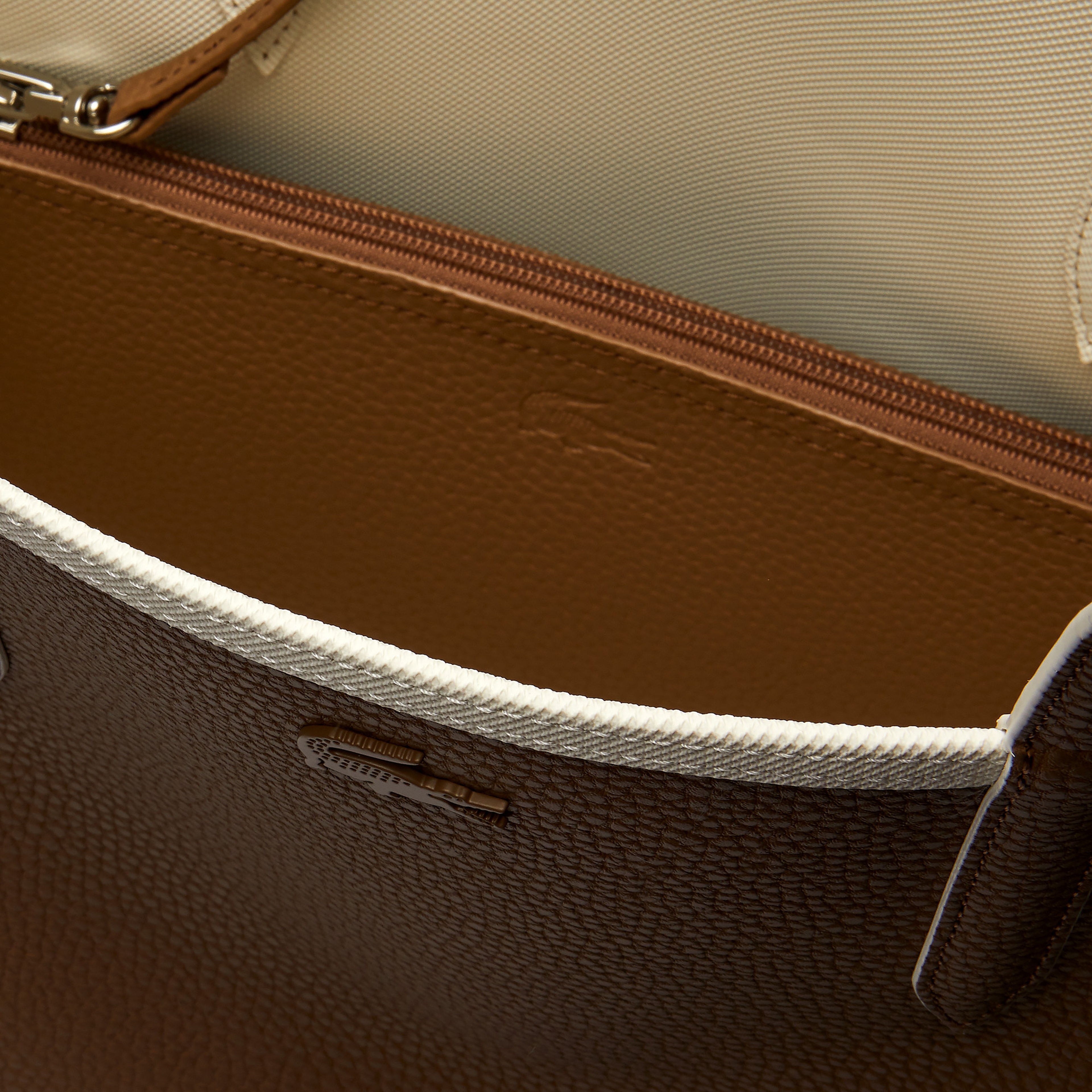 Lacoste Anna Beyaz - Kahverengi Çift Taraflı Çanta