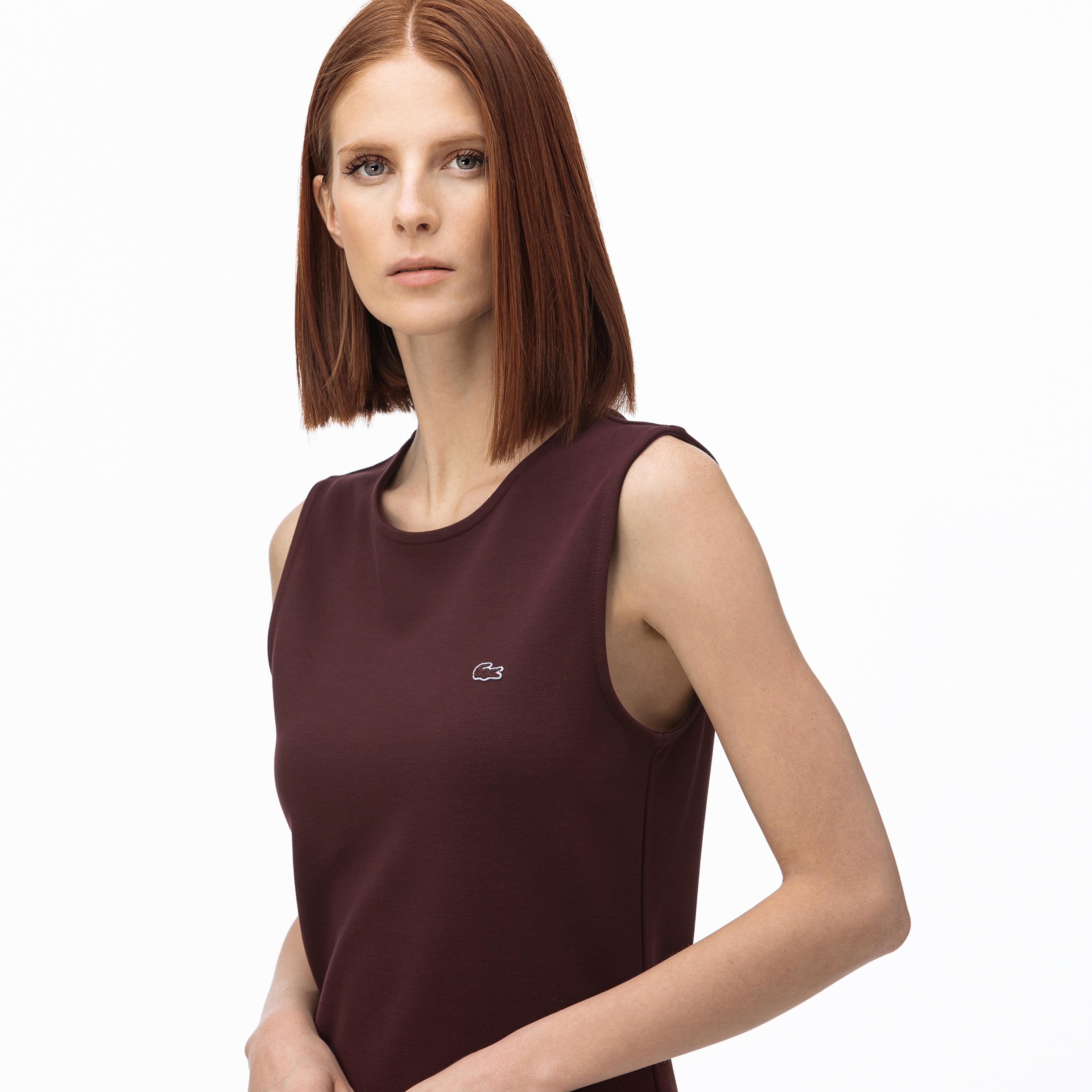 Lacoste Kadın Bisiklet Yaka Kolsuz Bordo Elbise