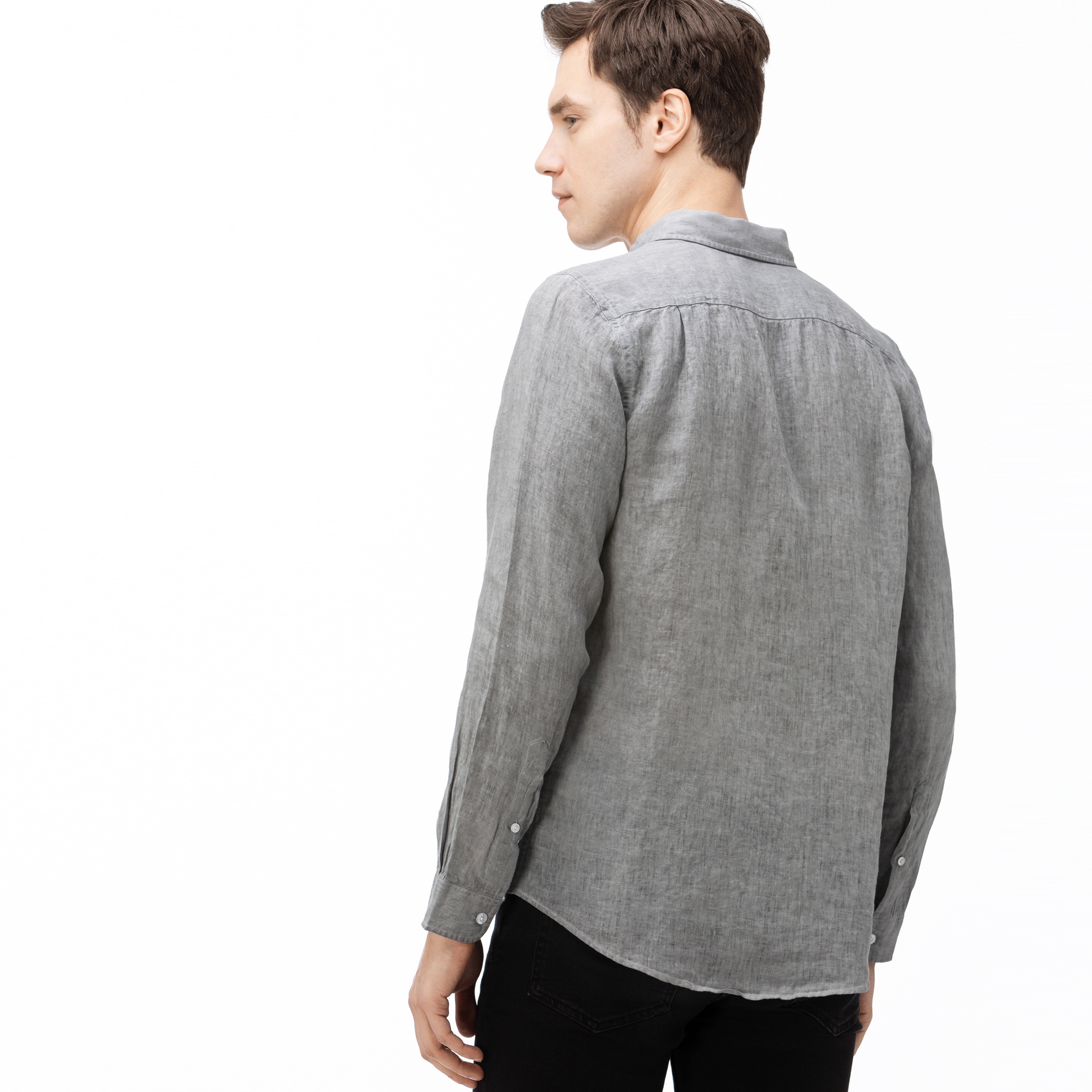 Lacoste Erkek Slim Fit Gri Keten Gömlek