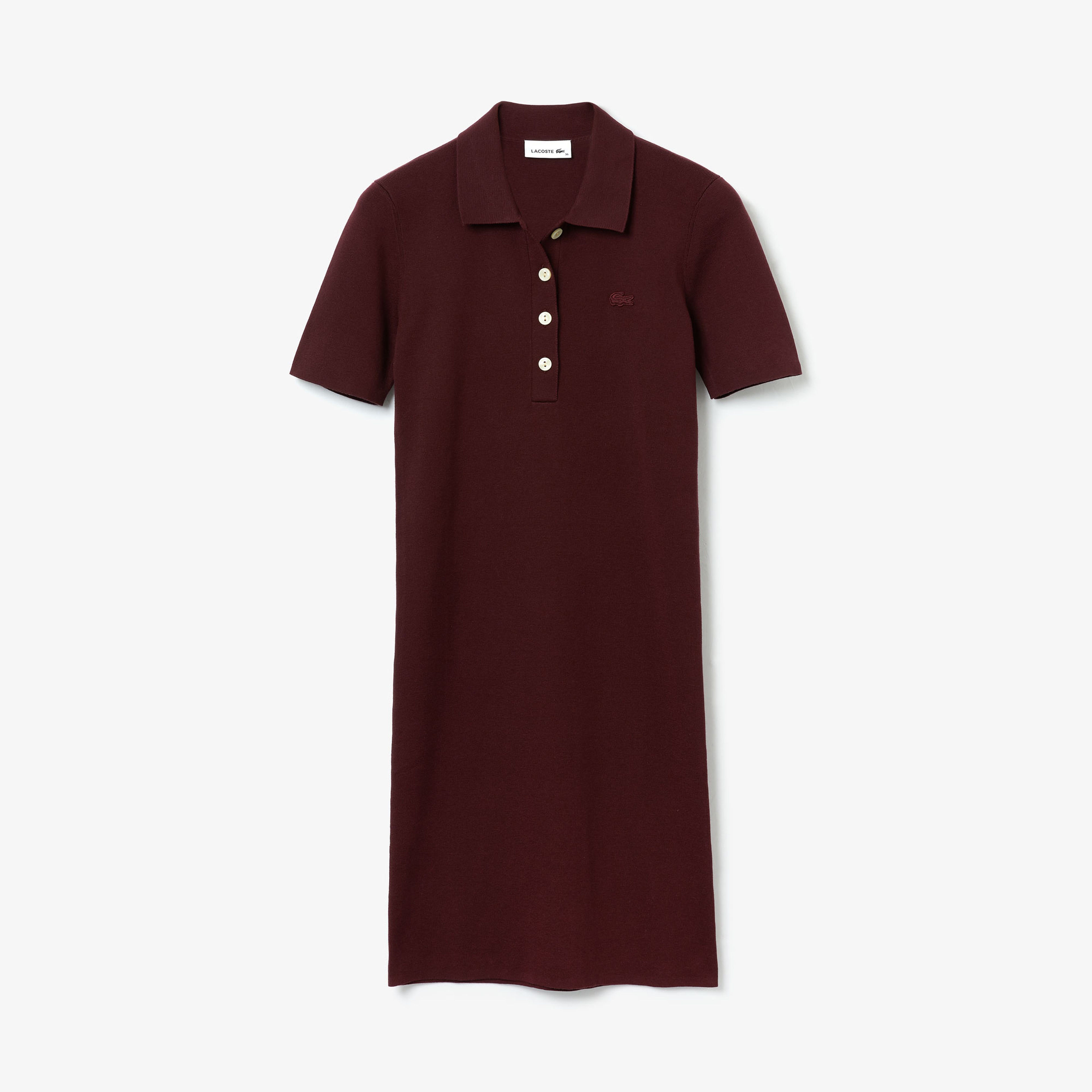 Lacoste Kadın Bordo Polo Yaka Kısa Kollu Elbise