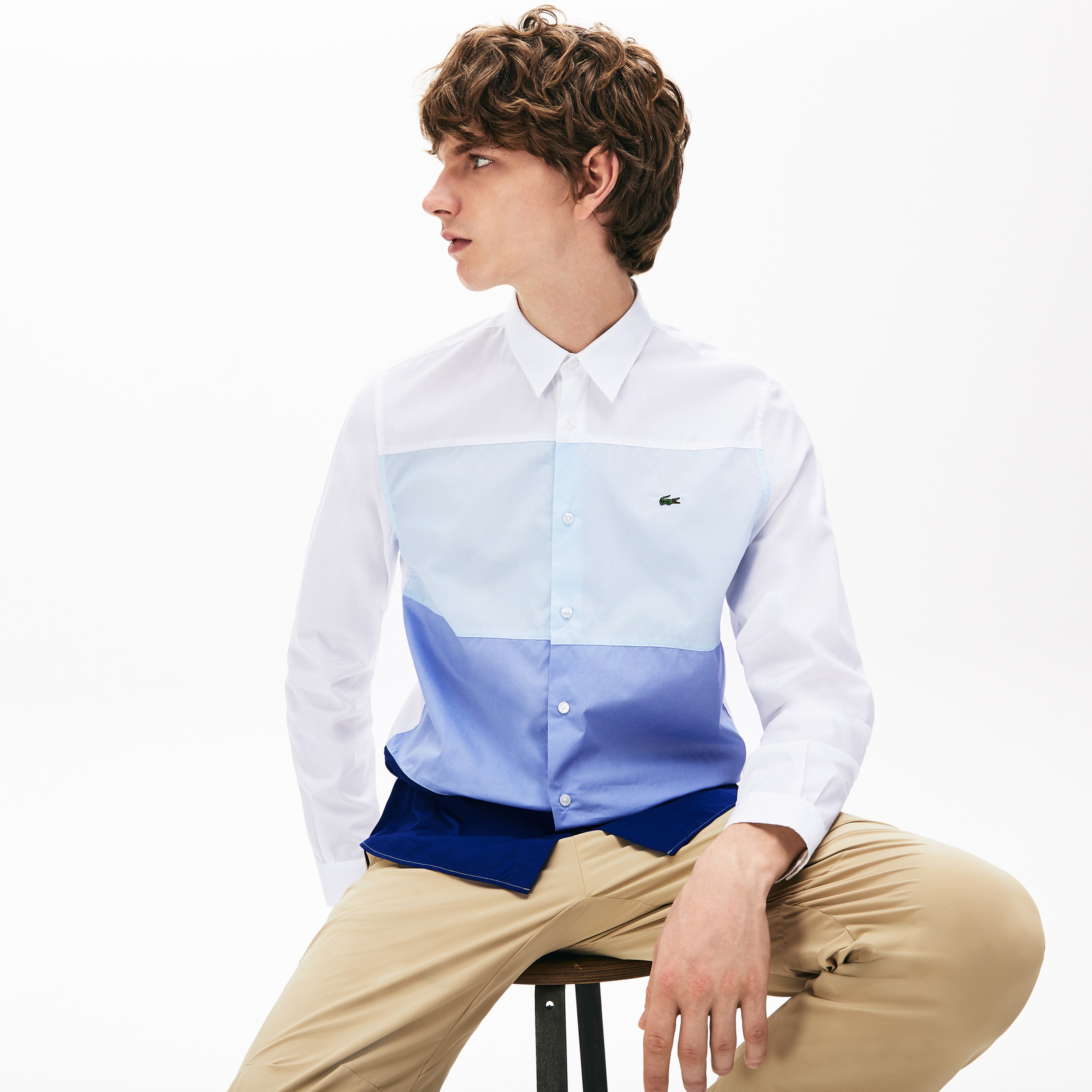 Lacoste Erkek Regular Fit Düğmeli Yaka Blok Desenli Renkli Gömlek