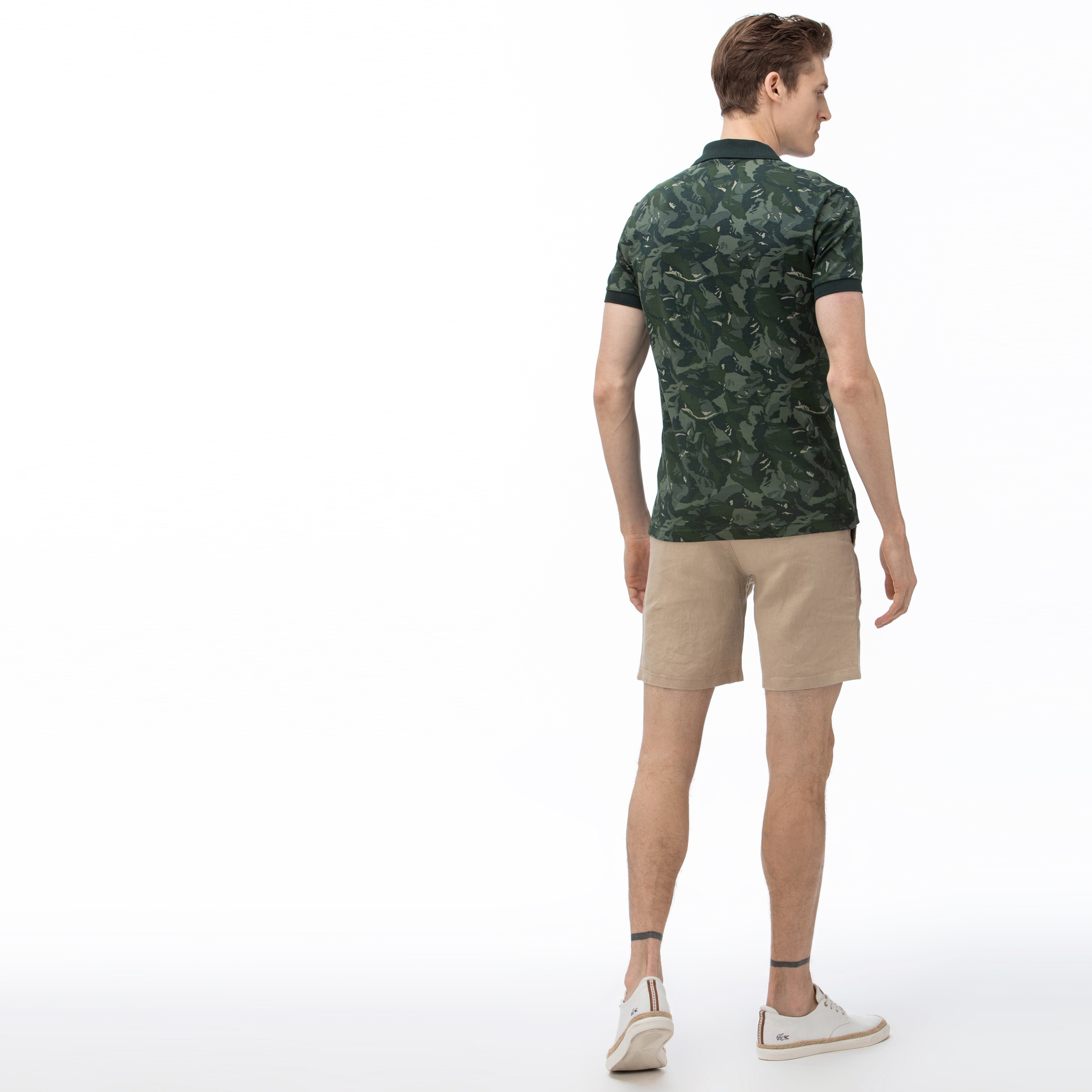 Lacoste Erkek Slim Fit Keten Bej Bermuda