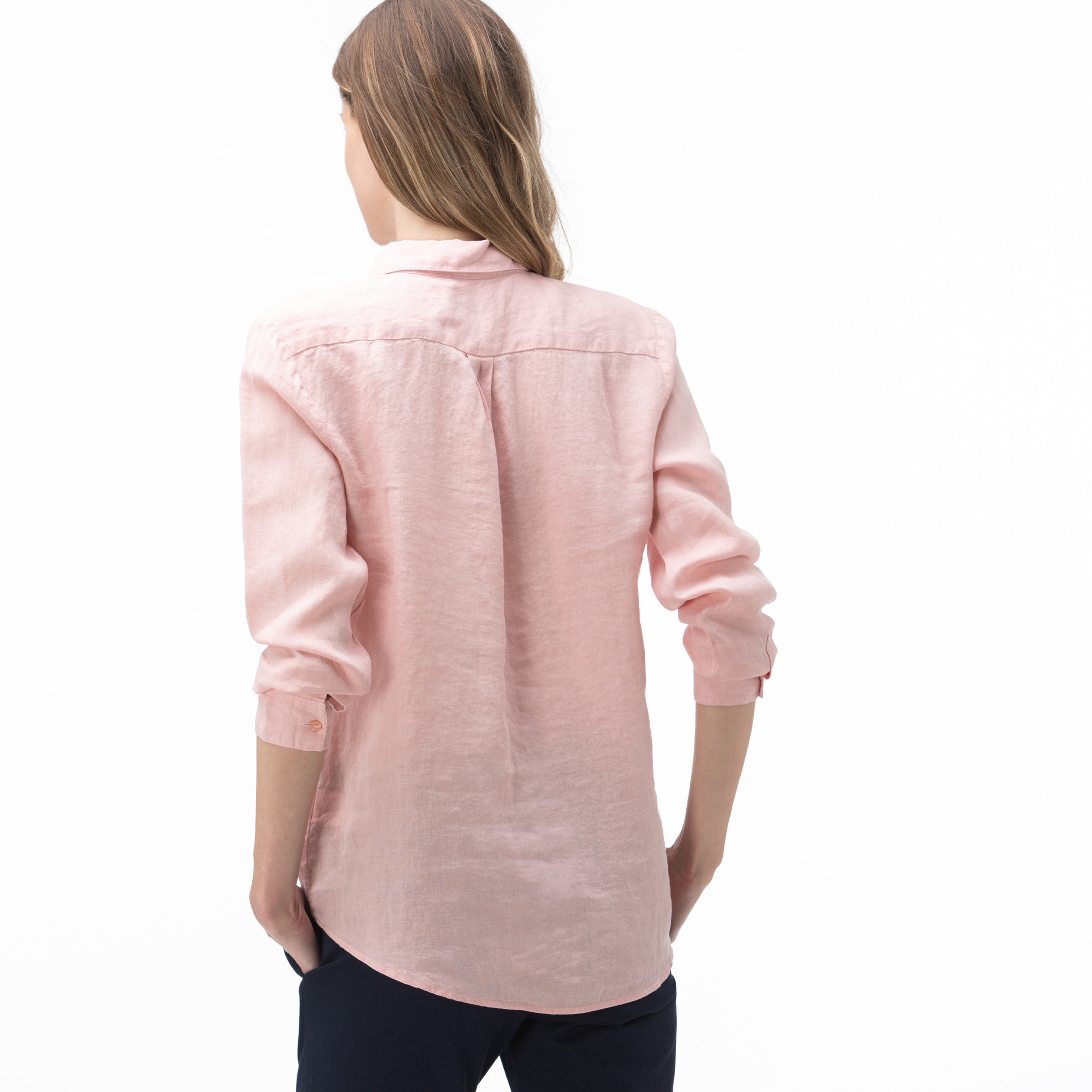 Lacoste Kadın Açık Pembe Keten Gömlek