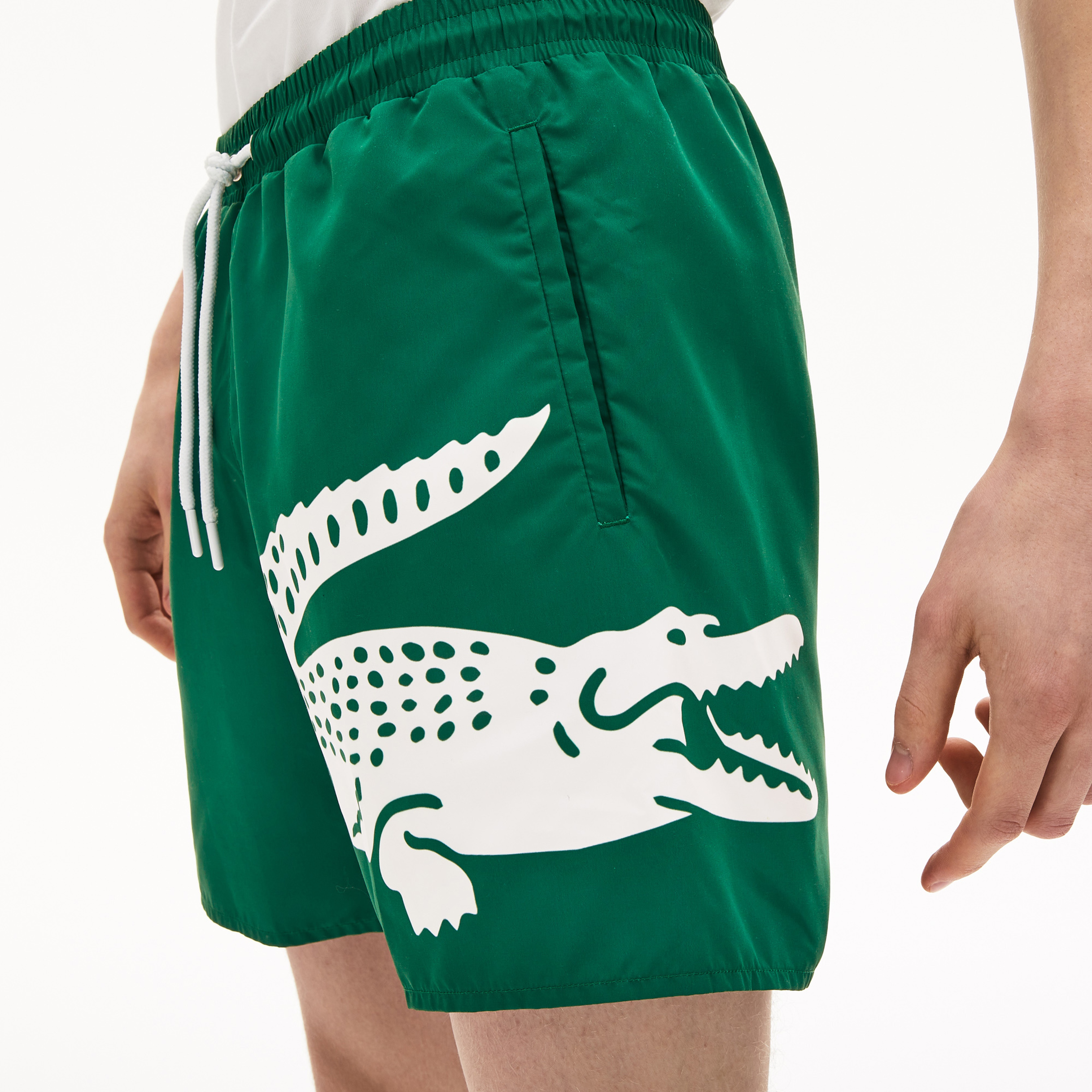 Lacoste Erkek Baskılı Yeşil Deniz Şortu