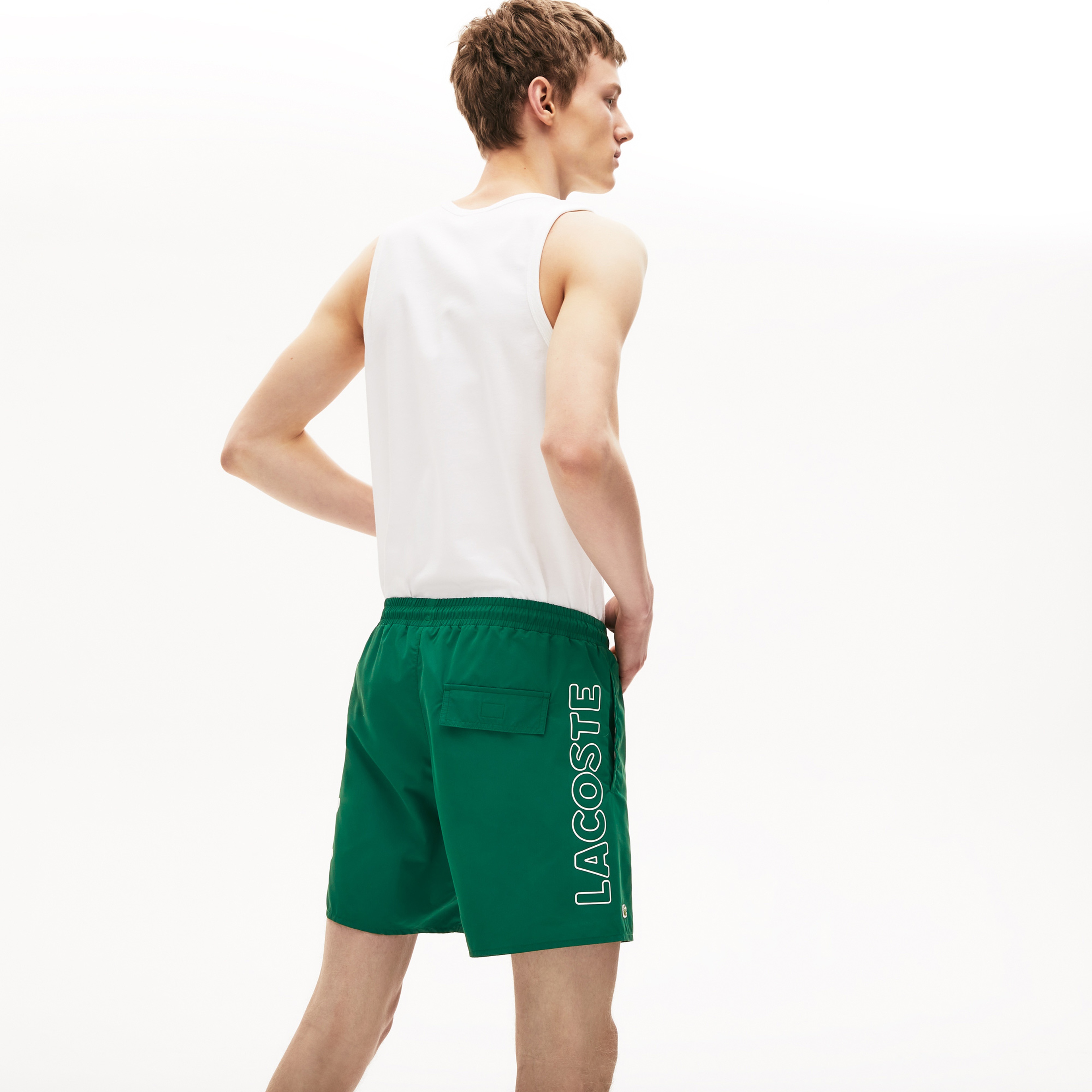 Lacoste Erkek Baskılı Yeşil Deniz Şortu