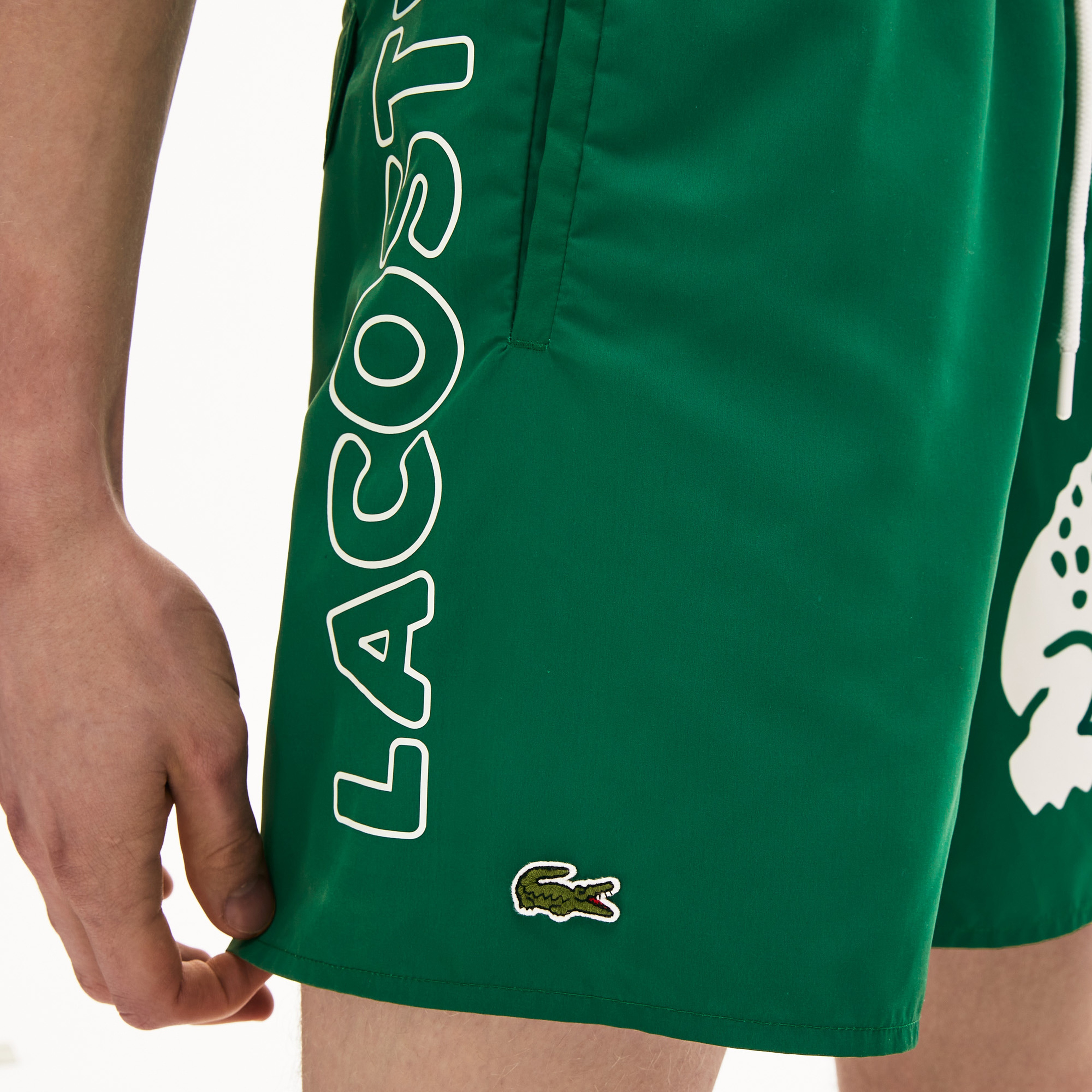 Lacoste Erkek Baskılı Yeşil Deniz Şortu