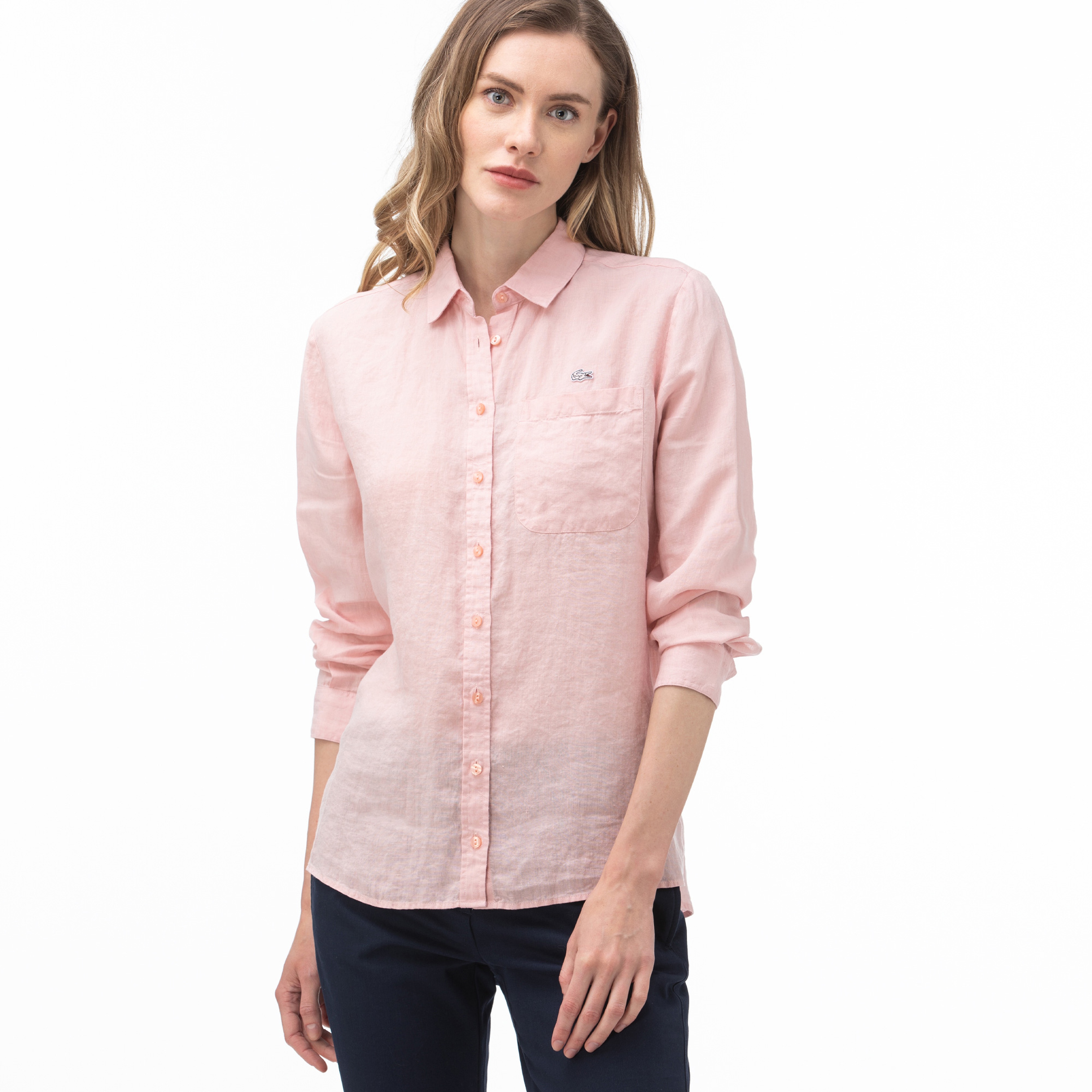 Lacoste Kadın Açık Pembe Keten Gömlek