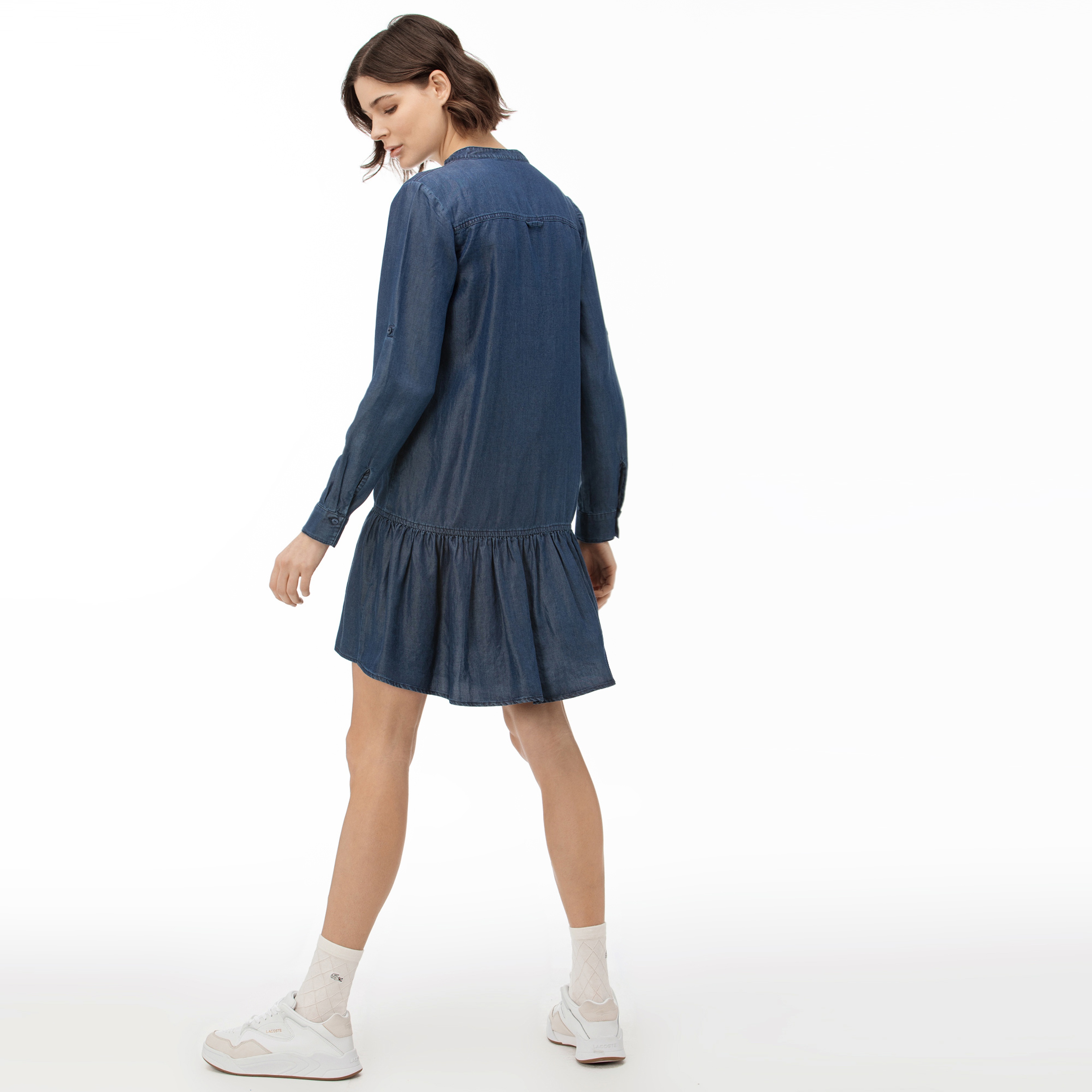 Lacoste Kadın Uzun Kollu Denim Lacivert Elbise