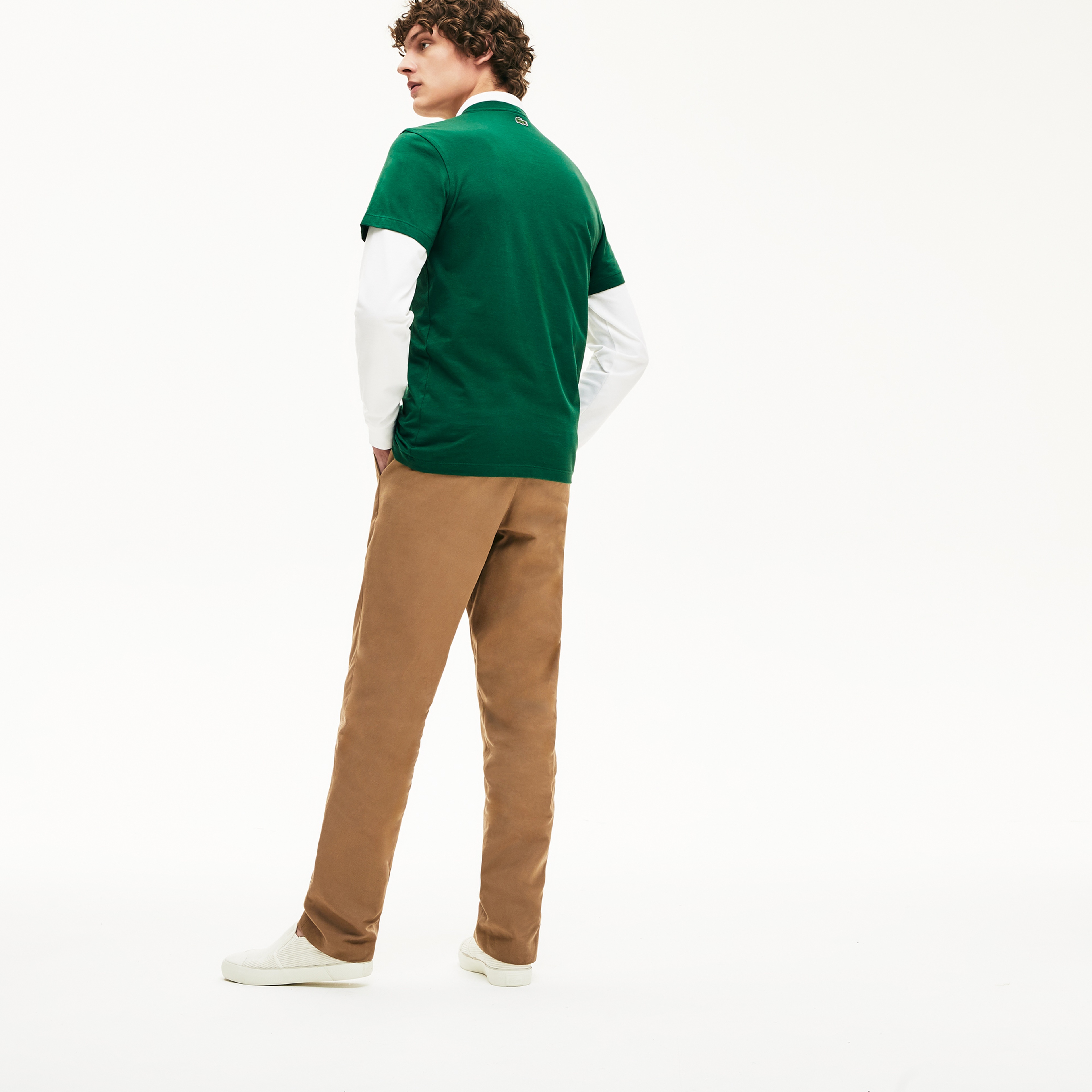 Lacoste Erkek Bisiklet Yaka Baskılı Yeşil T-Shirt