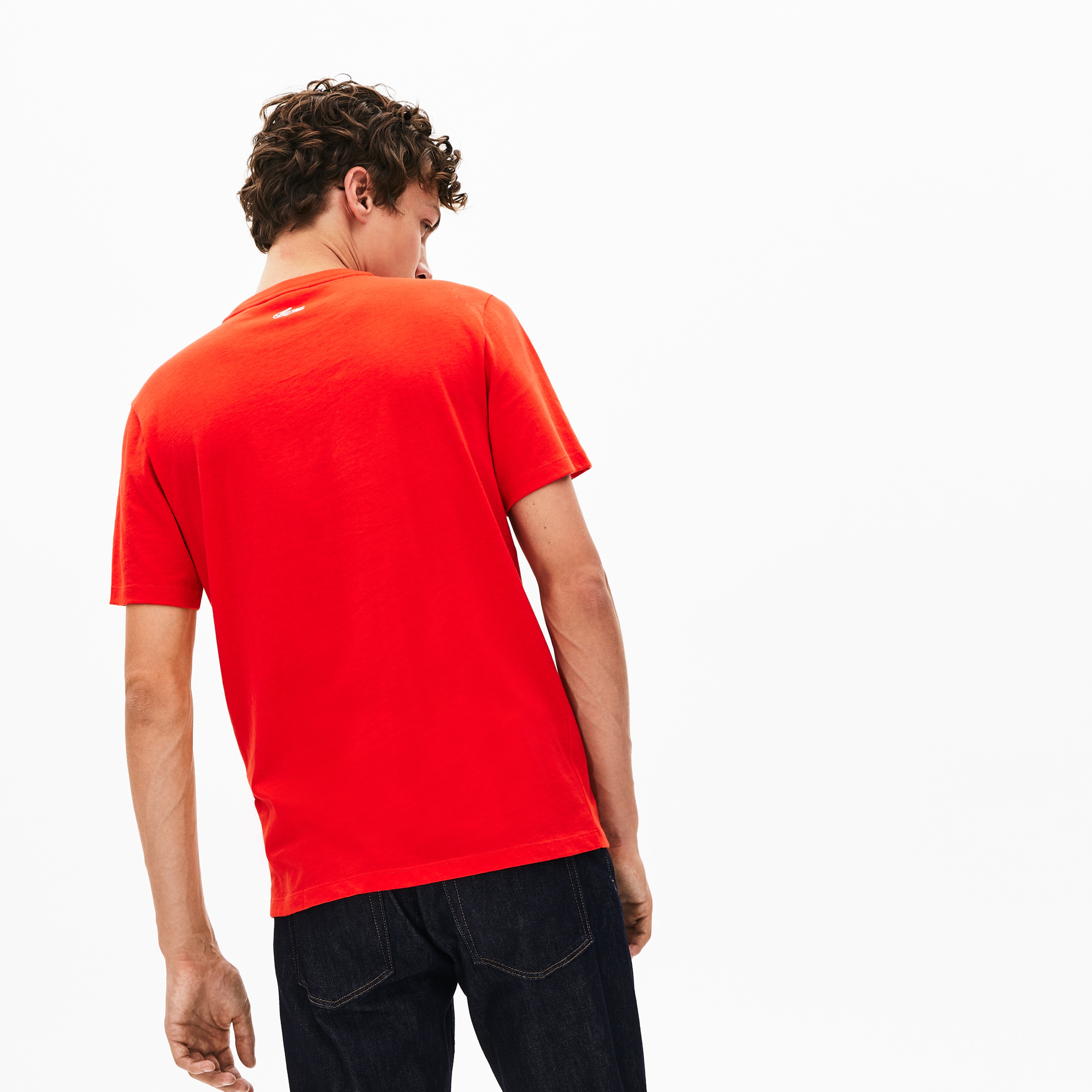 Lacoste Erkek Kırmızı Bisiklet Yaka Baskılı T-Shirt