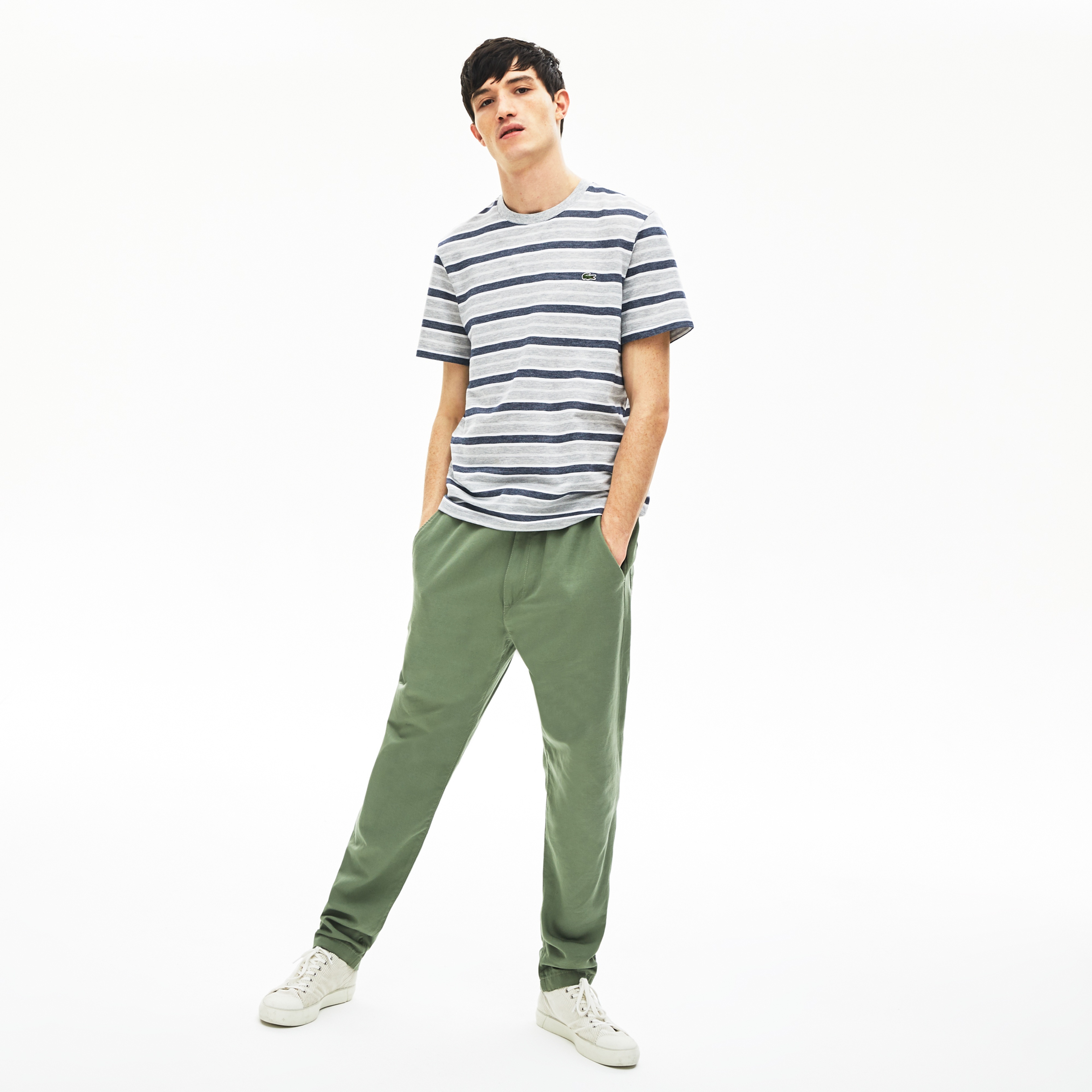 Lacoste Erkek Bisiklet Yaka Çizgili Renkli T-Shirt