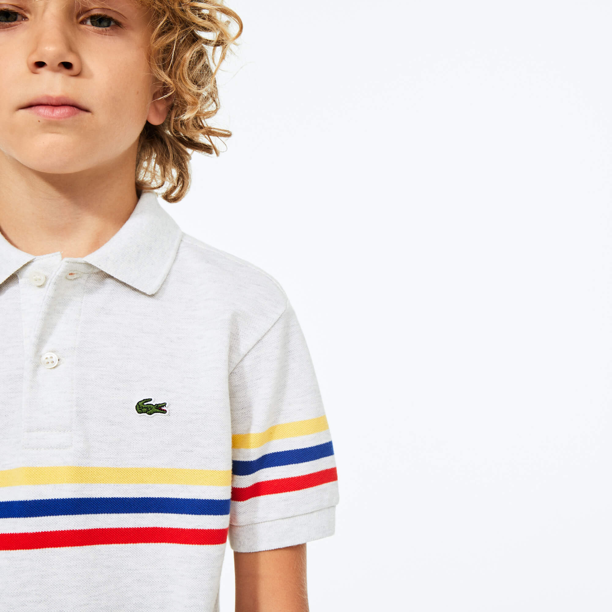Lacoste Çocuk Çizgili Gri Polo