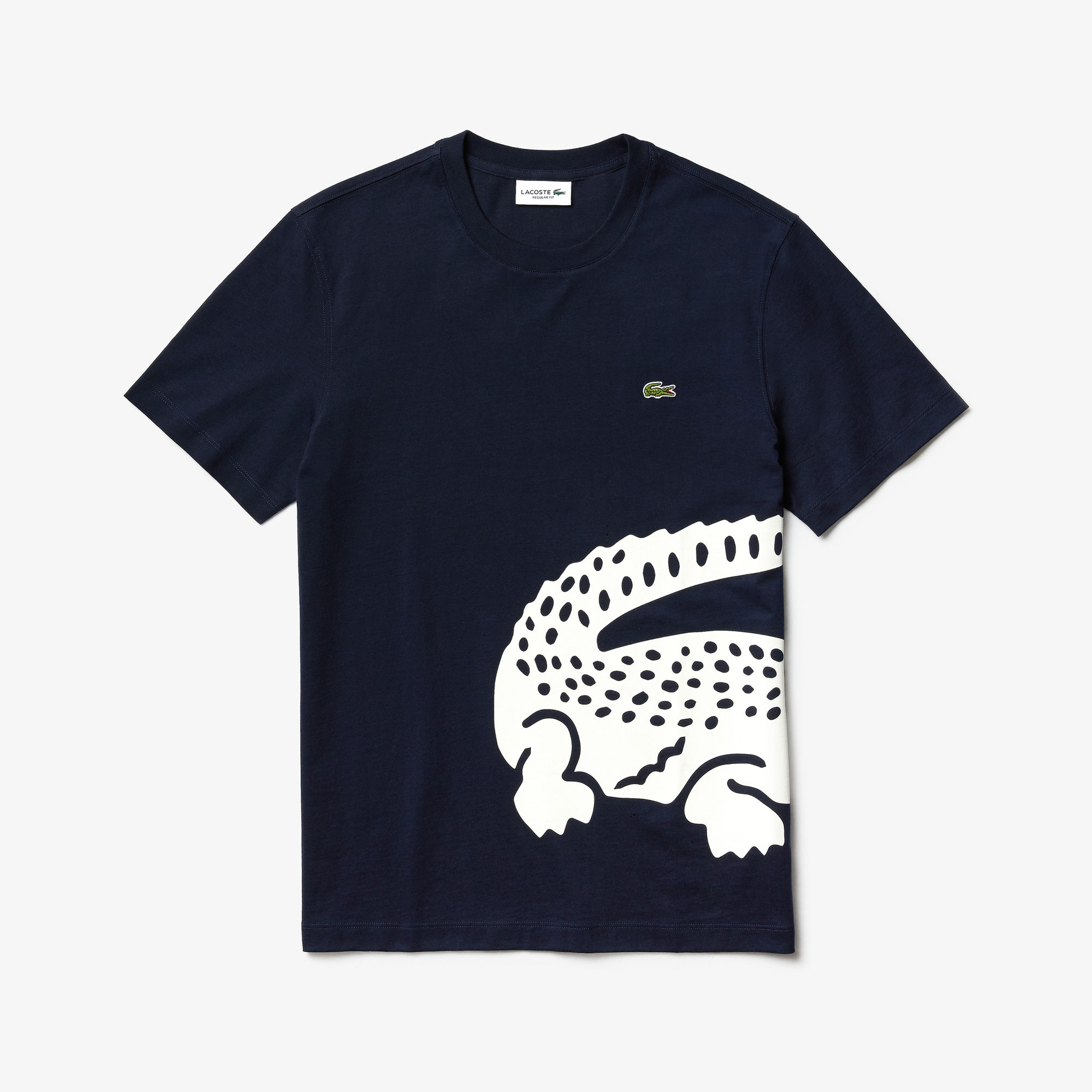 Lacoste Erkek Bisiklet Yaka Timsah Baskılı Lacivert T-Shirt