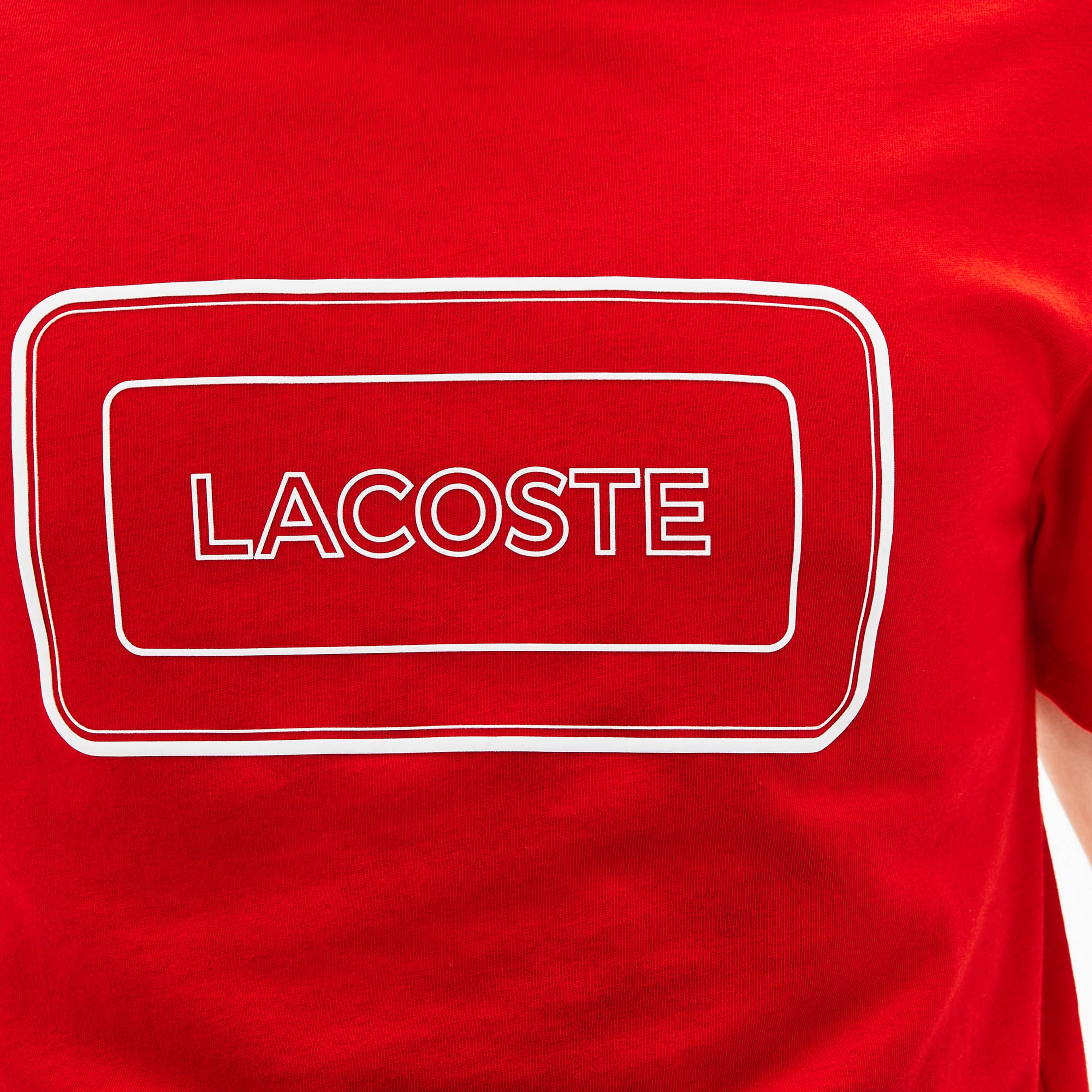 Lacoste Erkek Kırmızı Bisiklet Yaka Baskılı T-Shirt