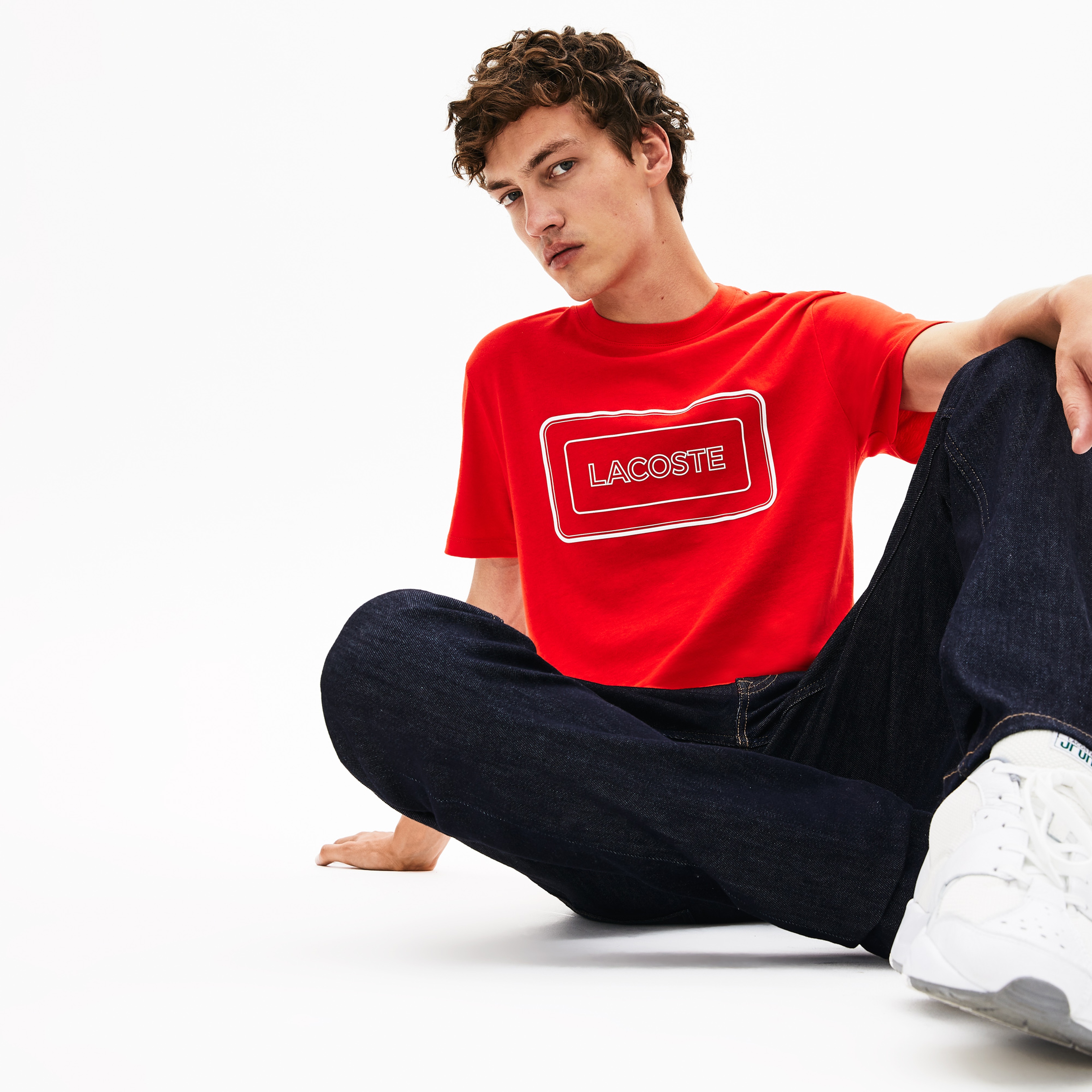 Lacoste Erkek Kırmızı Bisiklet Yaka Baskılı T-Shirt