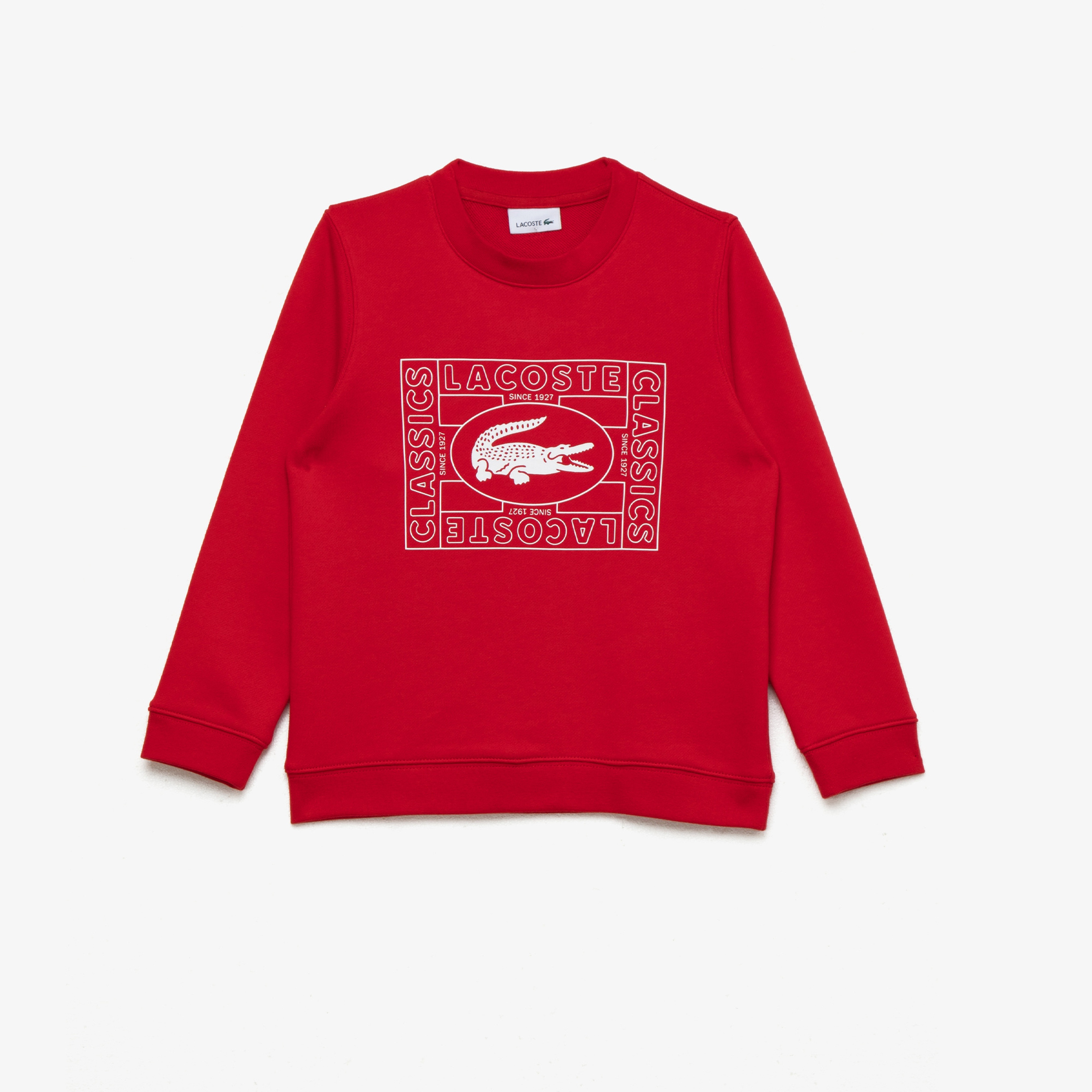 Lacoste Çocuk Bisiklet Yaka Baskılı Kırmızı Sweatshirt