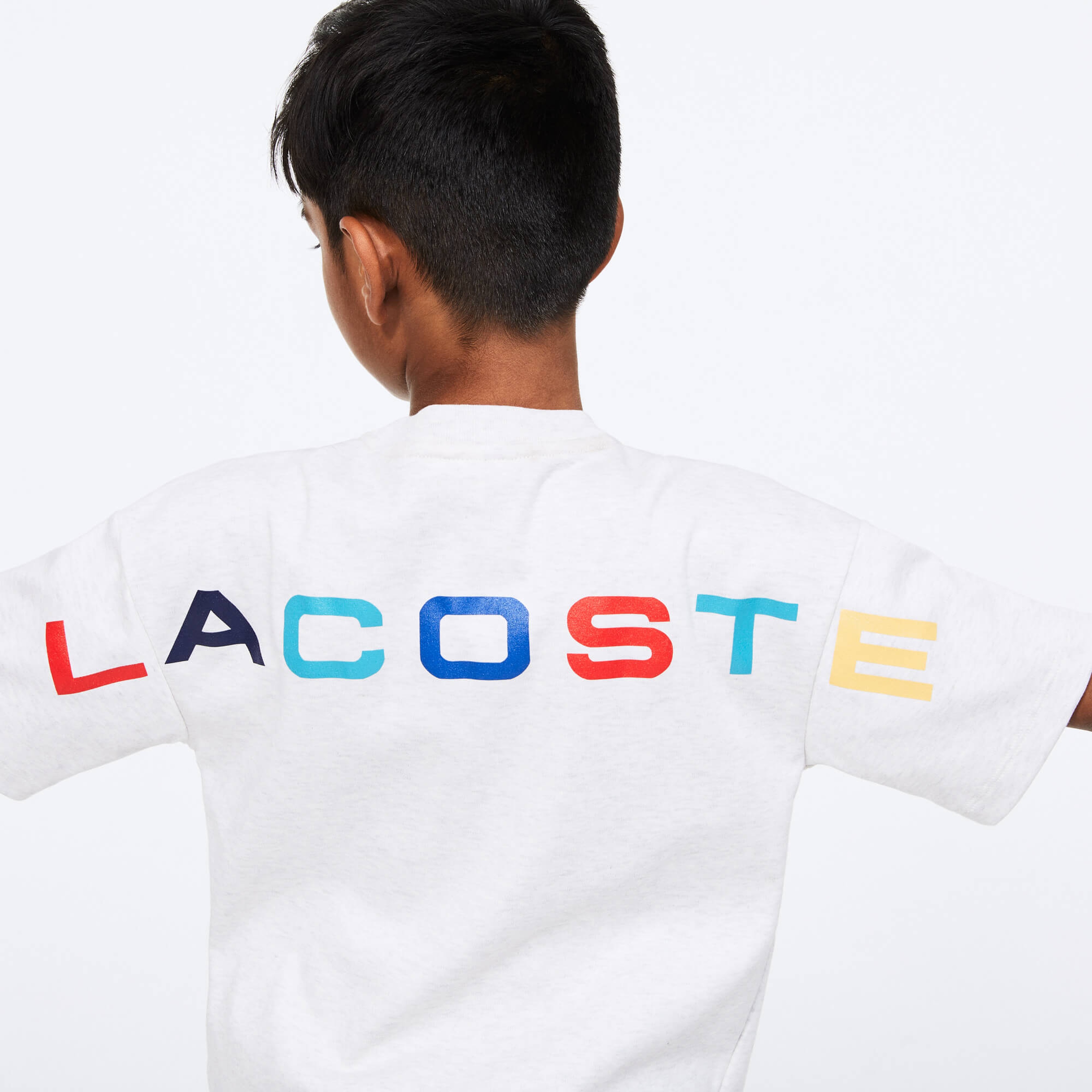 Lacoste Çocuk Bisiklet Yaka Baskılı Gri T-Shirt