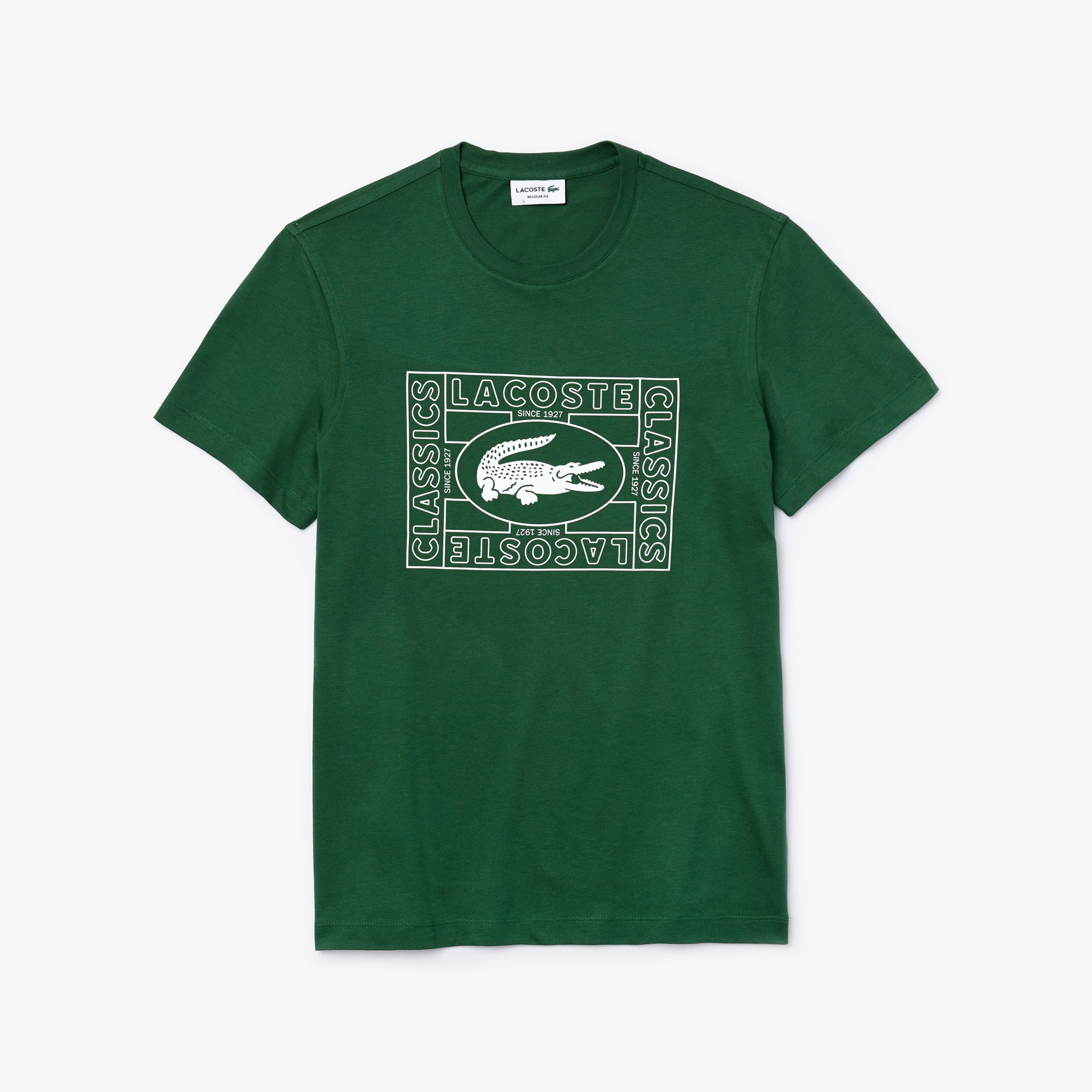 Lacoste Erkek Bisiklet Yaka Baskılı Yeşil T-Shirt