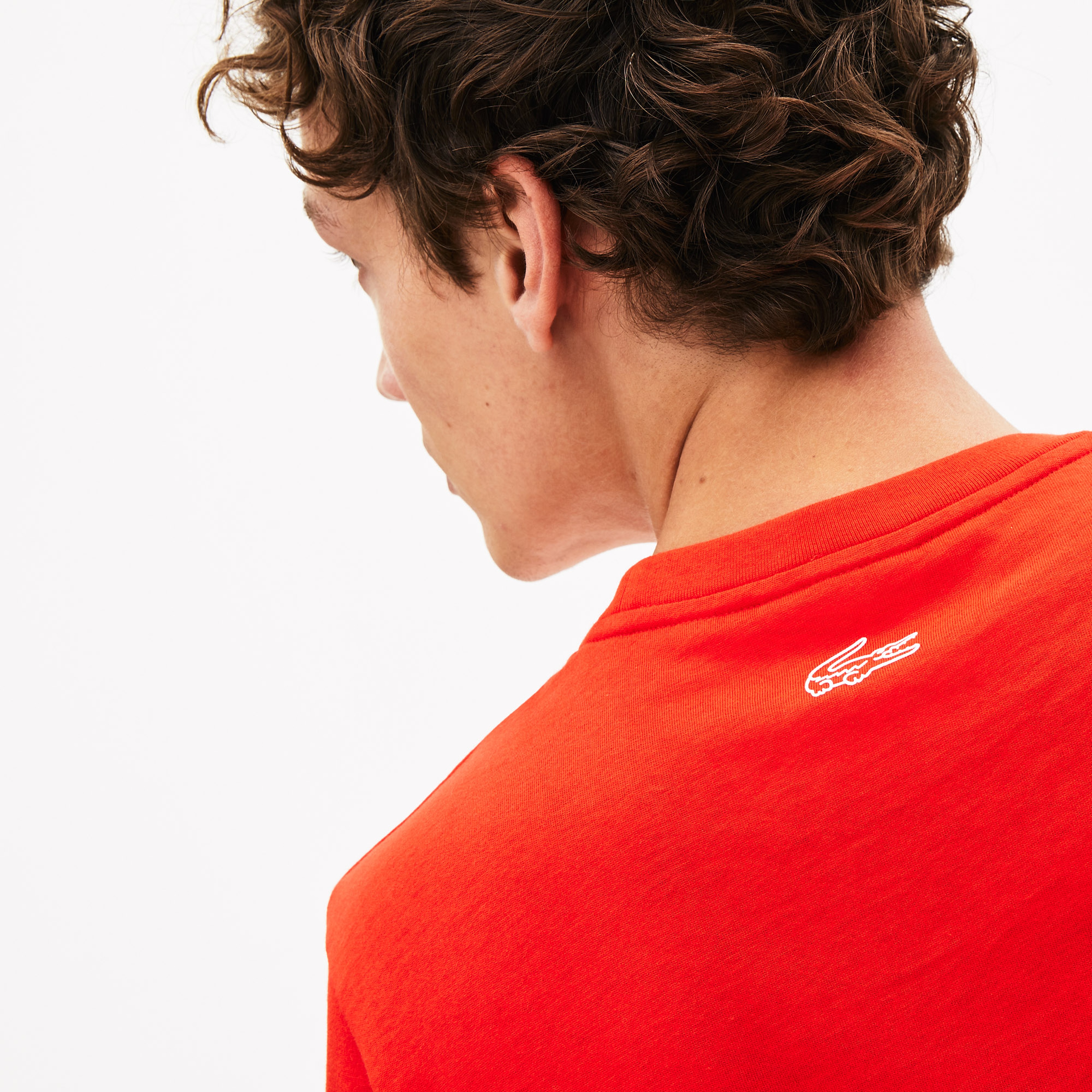 Lacoste Erkek Kırmızı Bisiklet Yaka Baskılı T-Shirt