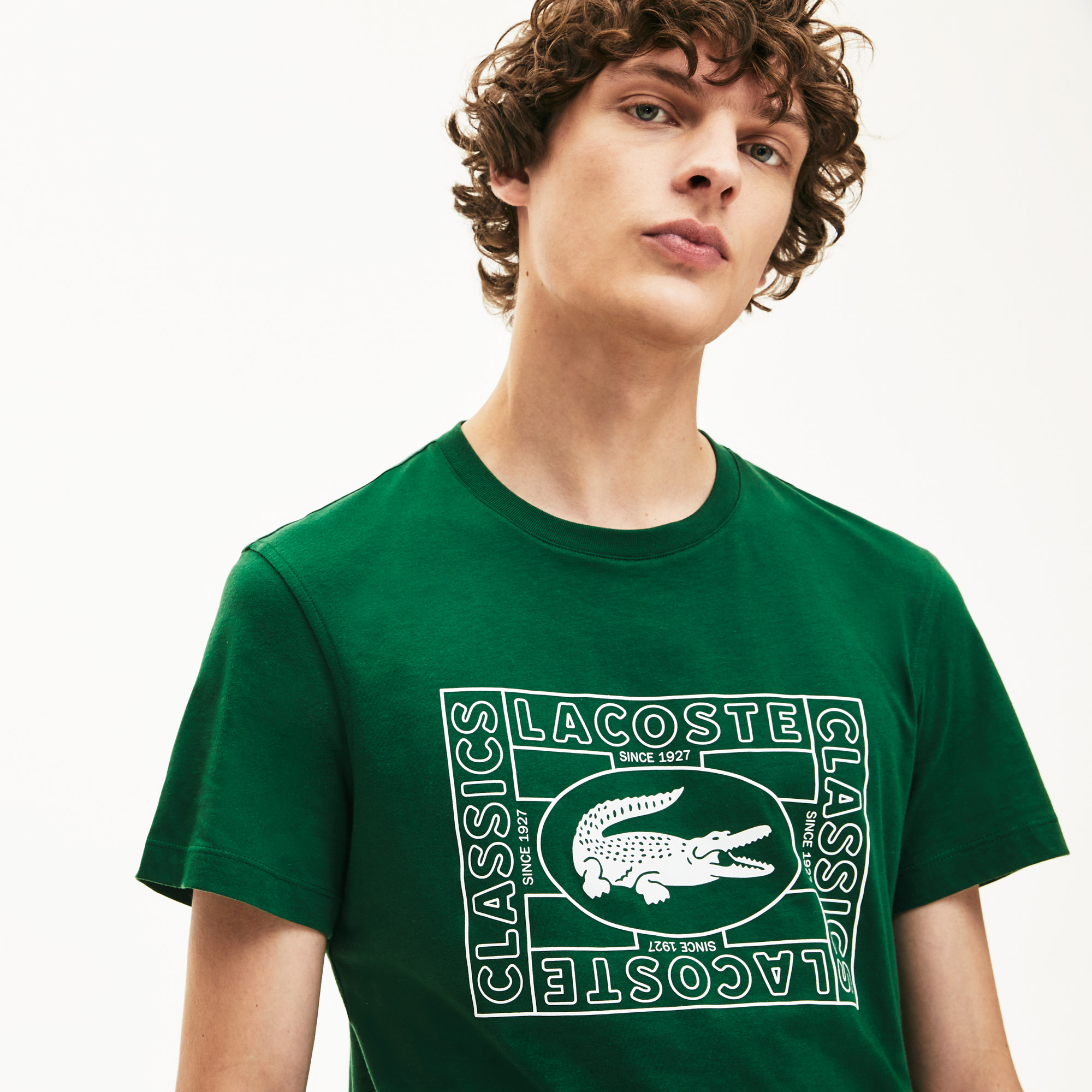 Lacoste Erkek Bisiklet Yaka Baskılı Yeşil T-Shirt