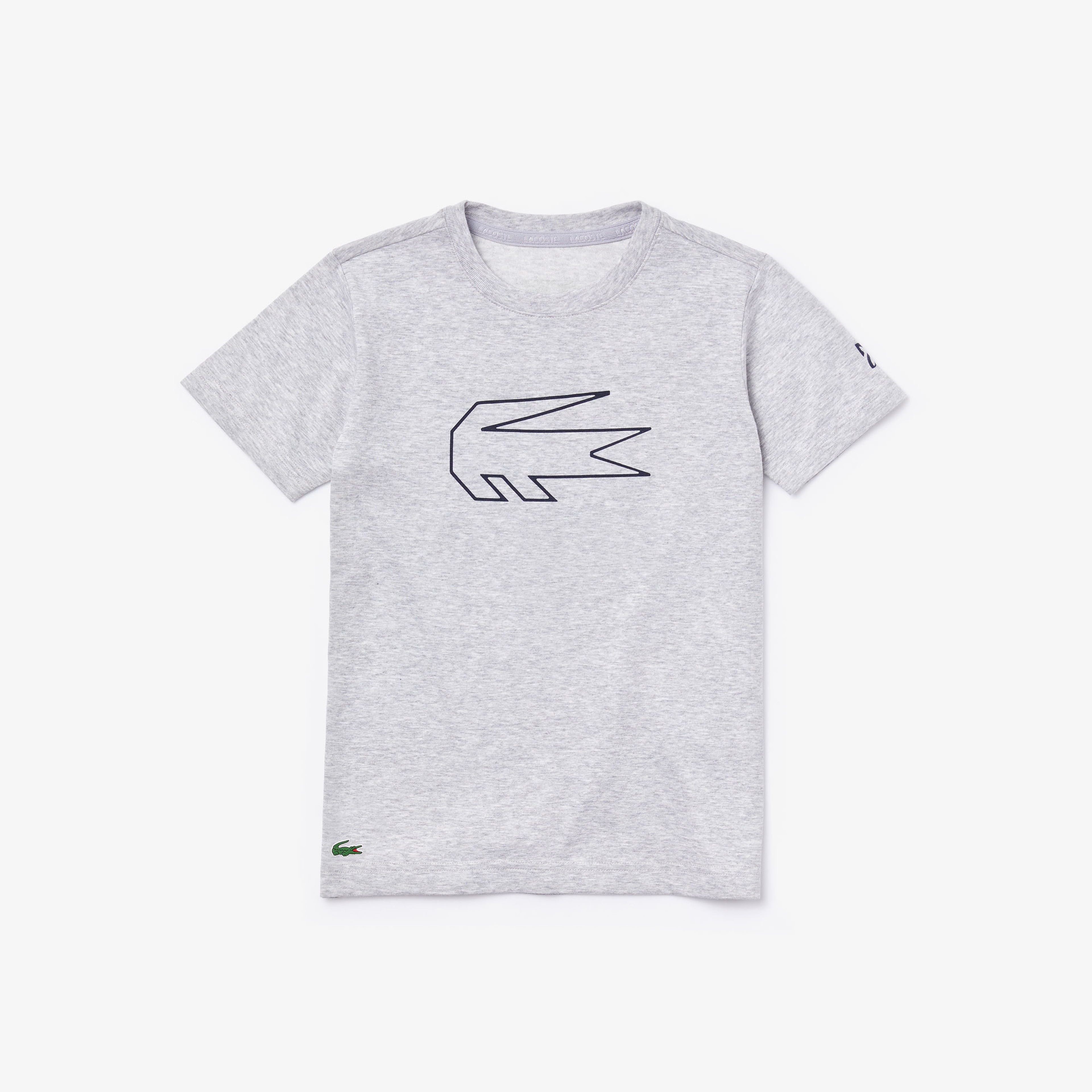 Lacoste Sport Çocuk Bisiklet Yaka Timsah Baskılı Gri T-Shirt