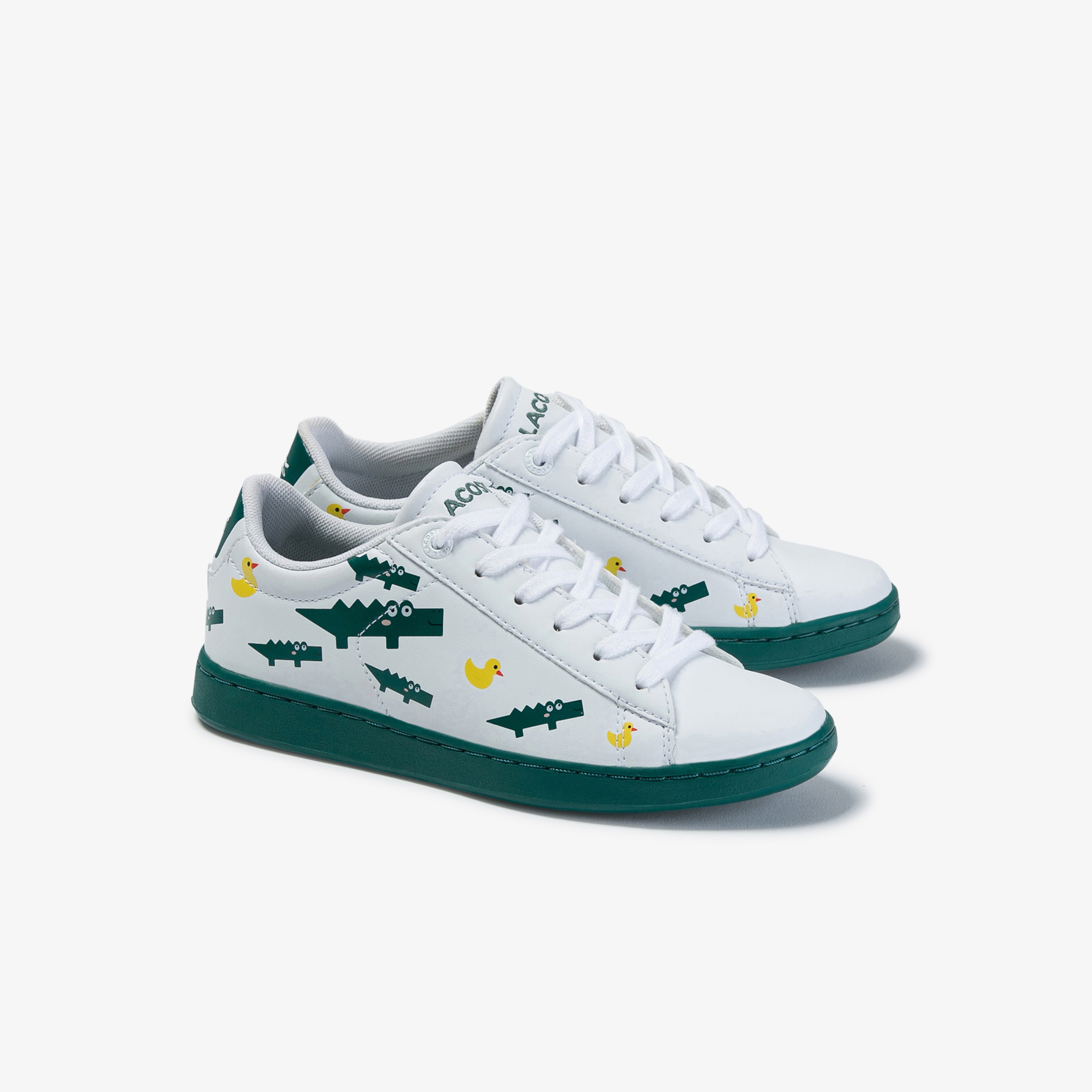 Lacoste Carnaby Evo 120 3 Suc Çocuk Baskılı Beyaz - Yeşil Ayakkabı