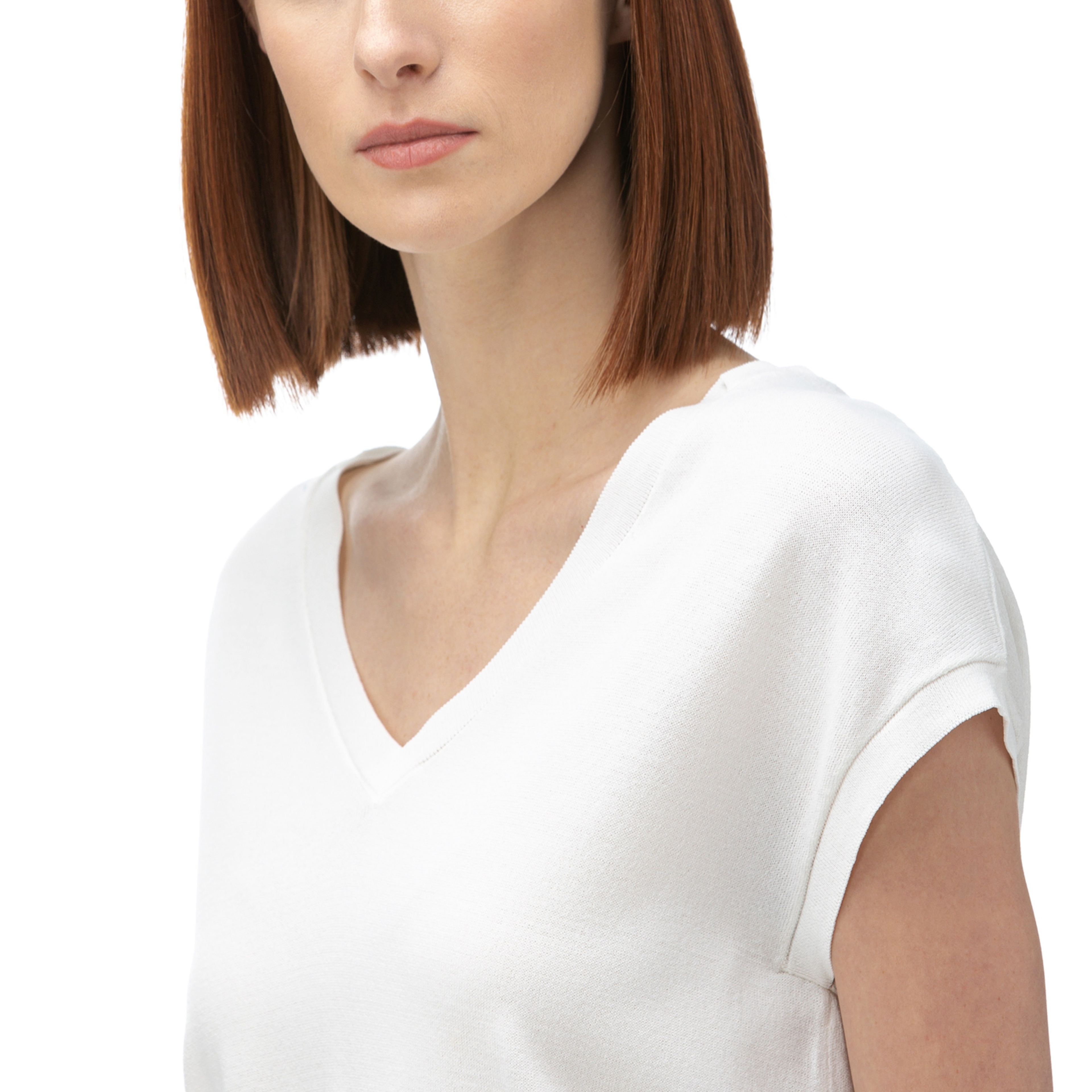 Nautica Kadın Beyaz V-Yaka Triko Kazak