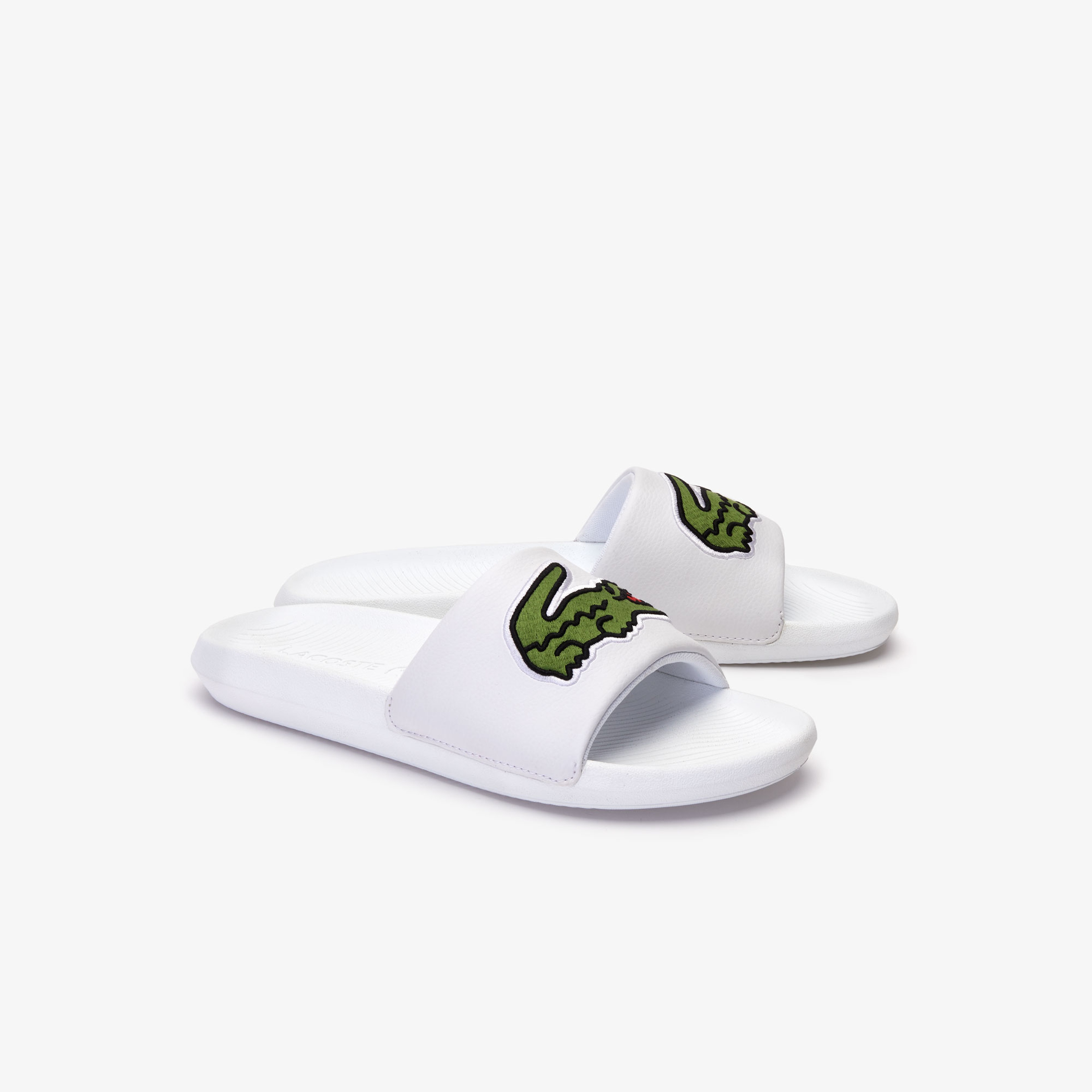 Lacoste Croco Slide Erkek Beyaz - Yeşil Terlik