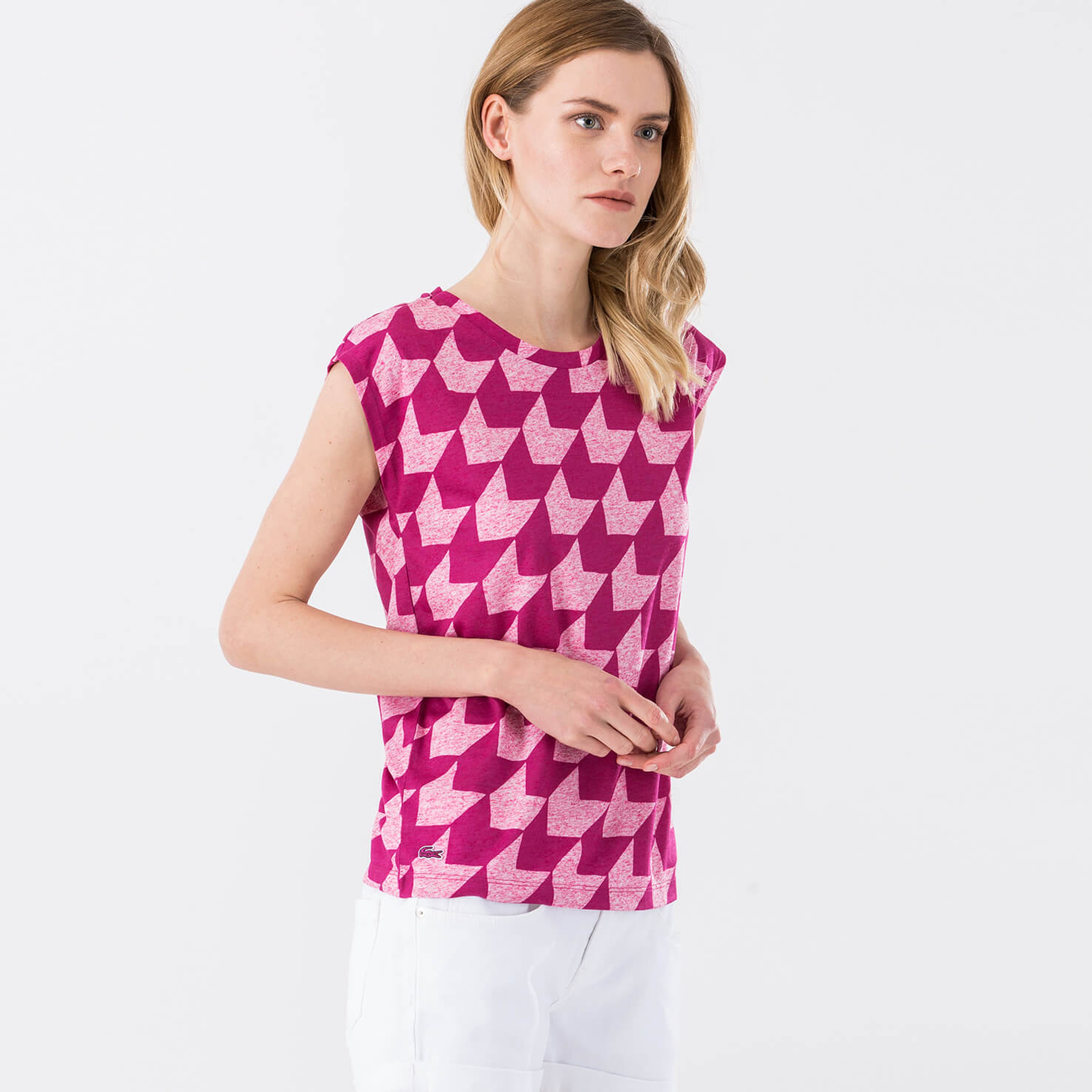 Lacoste Baskılı Kadın Pembe T-Shirt