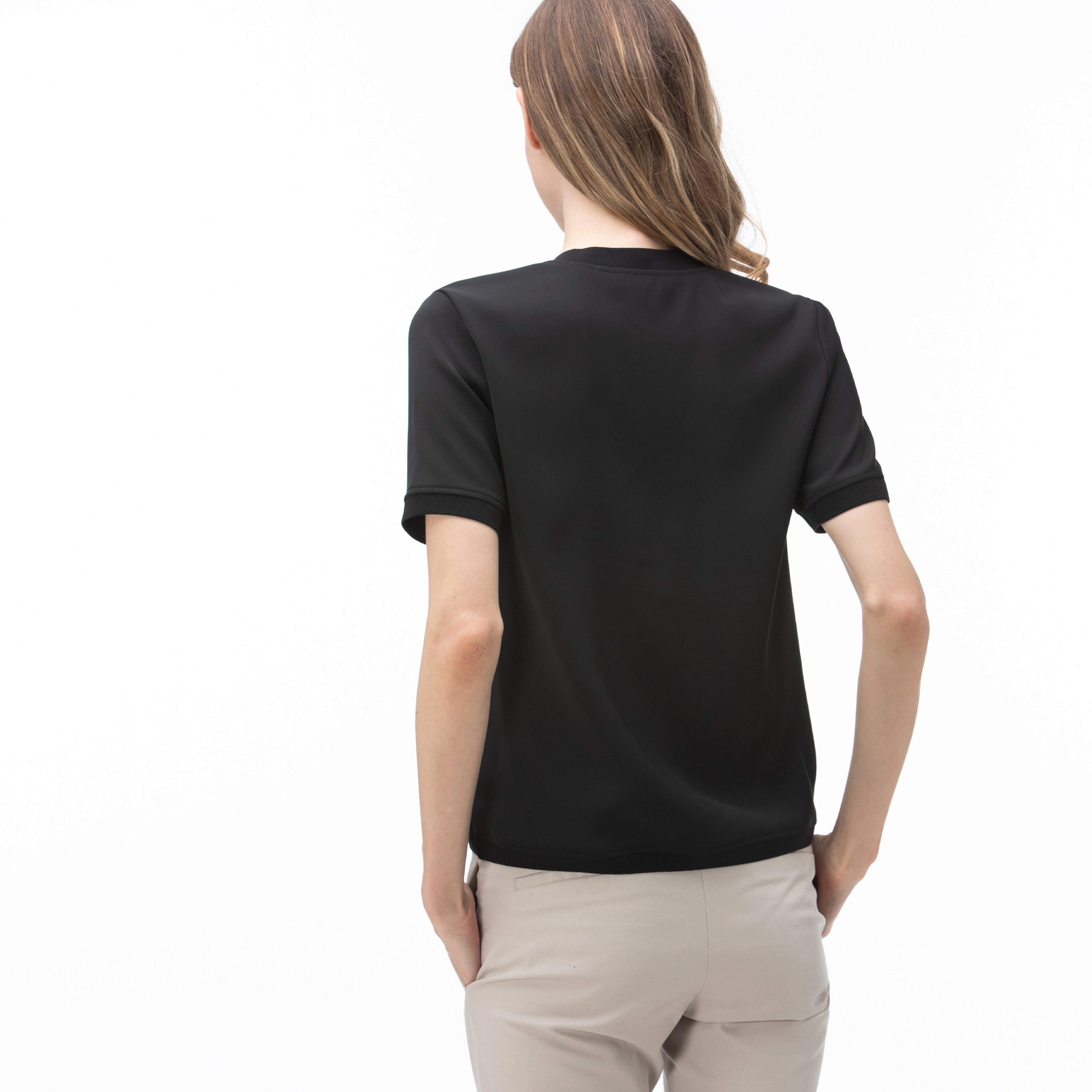 Lacoste Kadın Fermuarlı Yaka Siyah Bluz