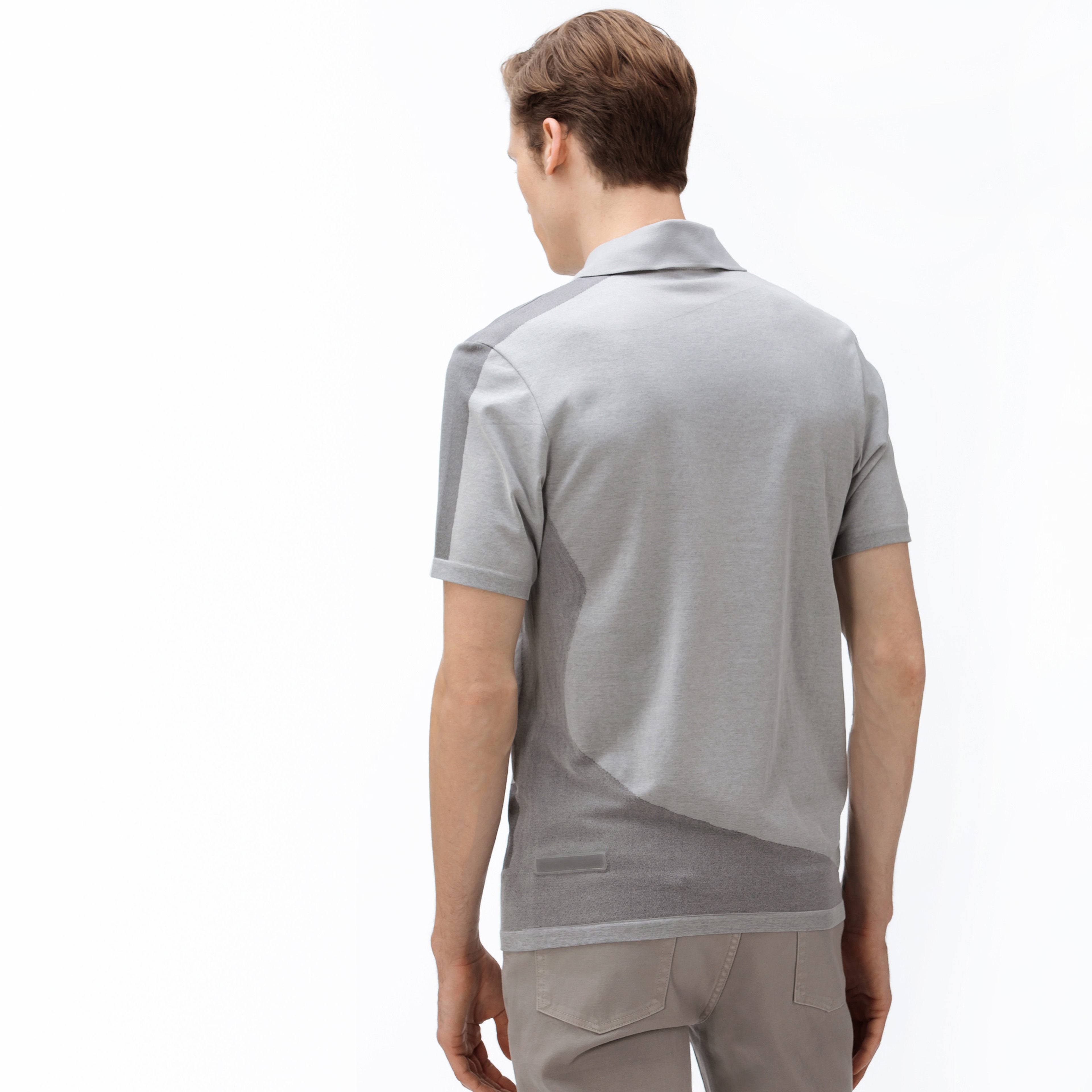 Lacoste Erkek Slim Fit Blok Desenli Gri Polo