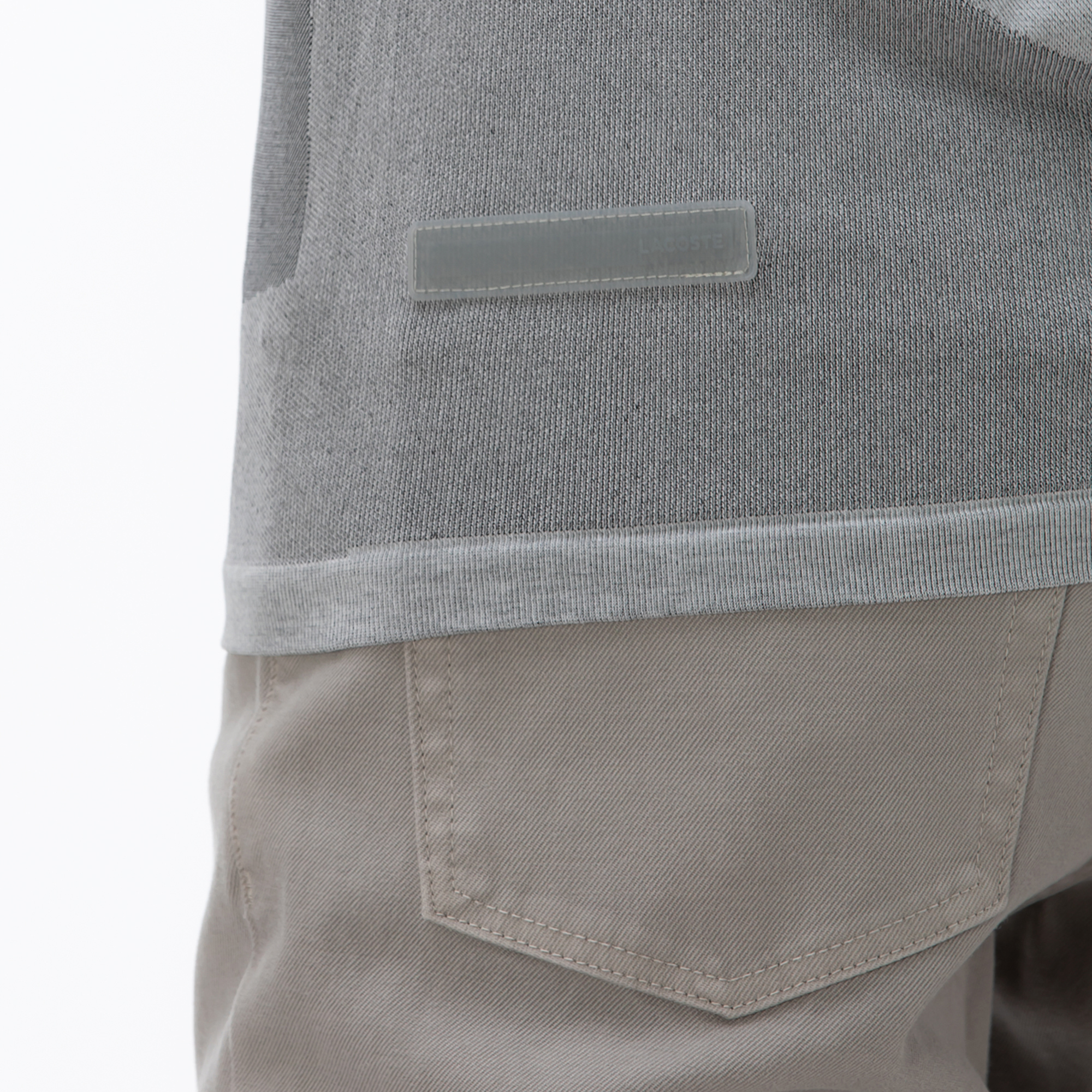 Lacoste Erkek Slim Fit Blok Desenli Gri Polo