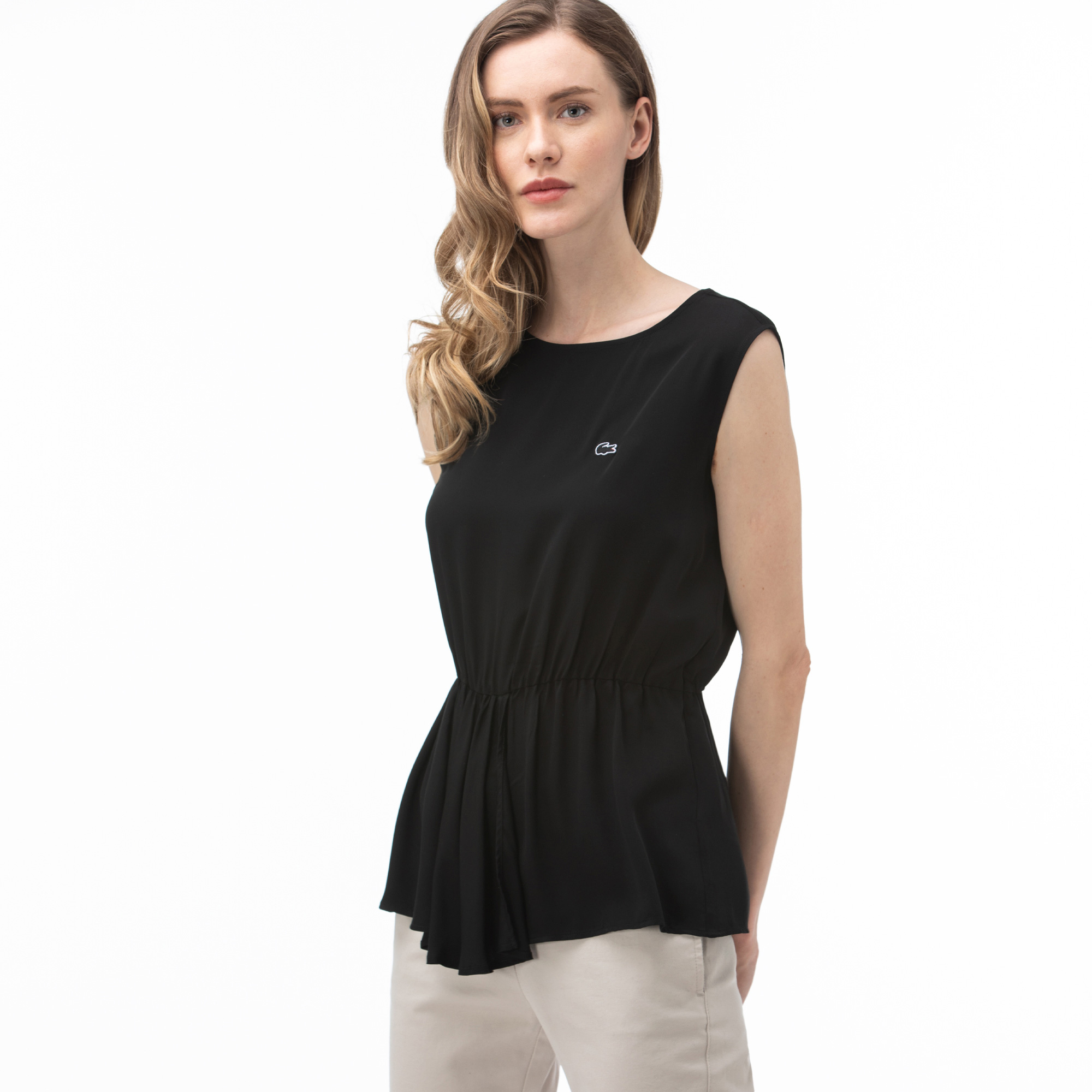 Lacoste Kadın Bisiklet Yaka Kolsuz Siyah Bluz