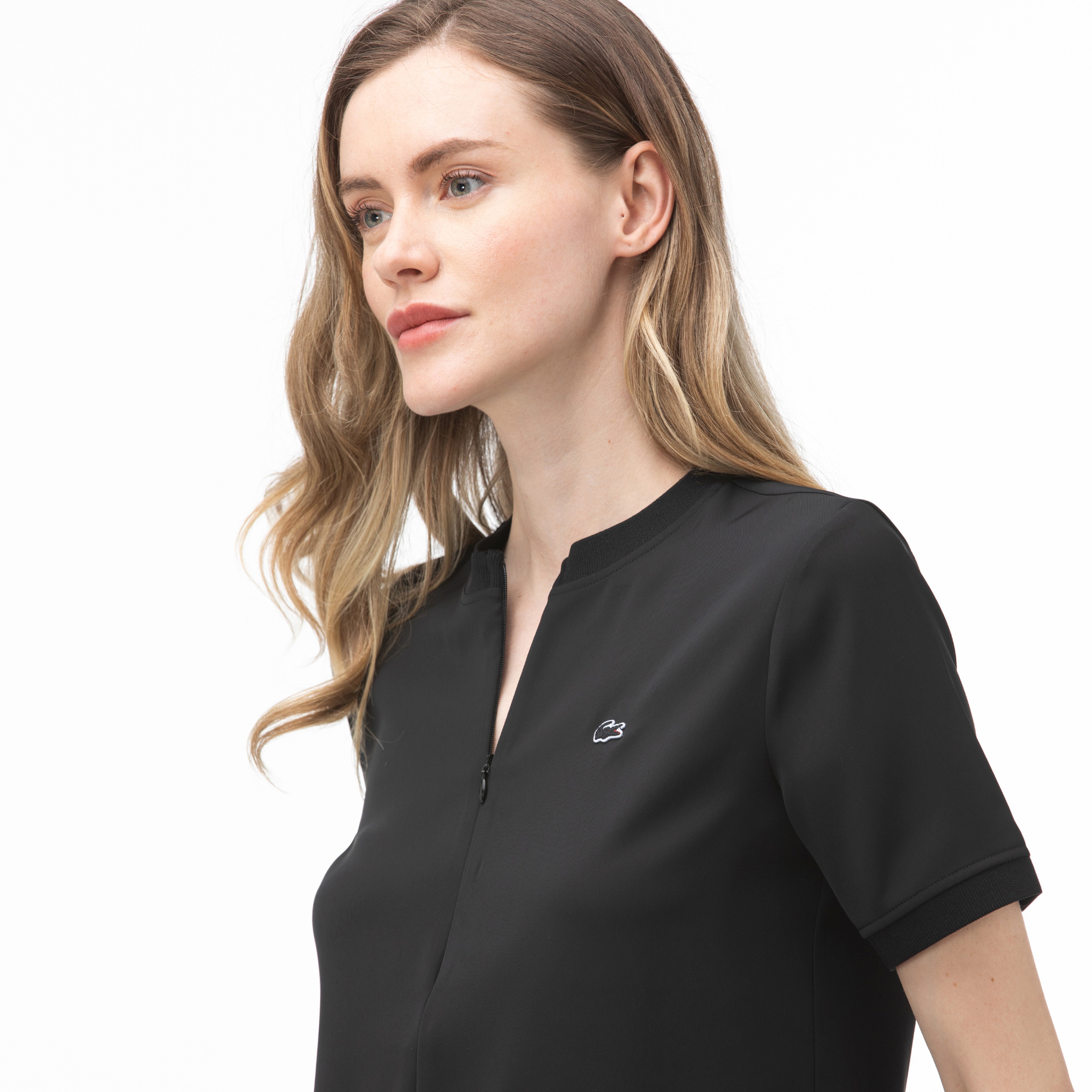 Lacoste Kadın Fermuarlı Yaka Siyah Bluz