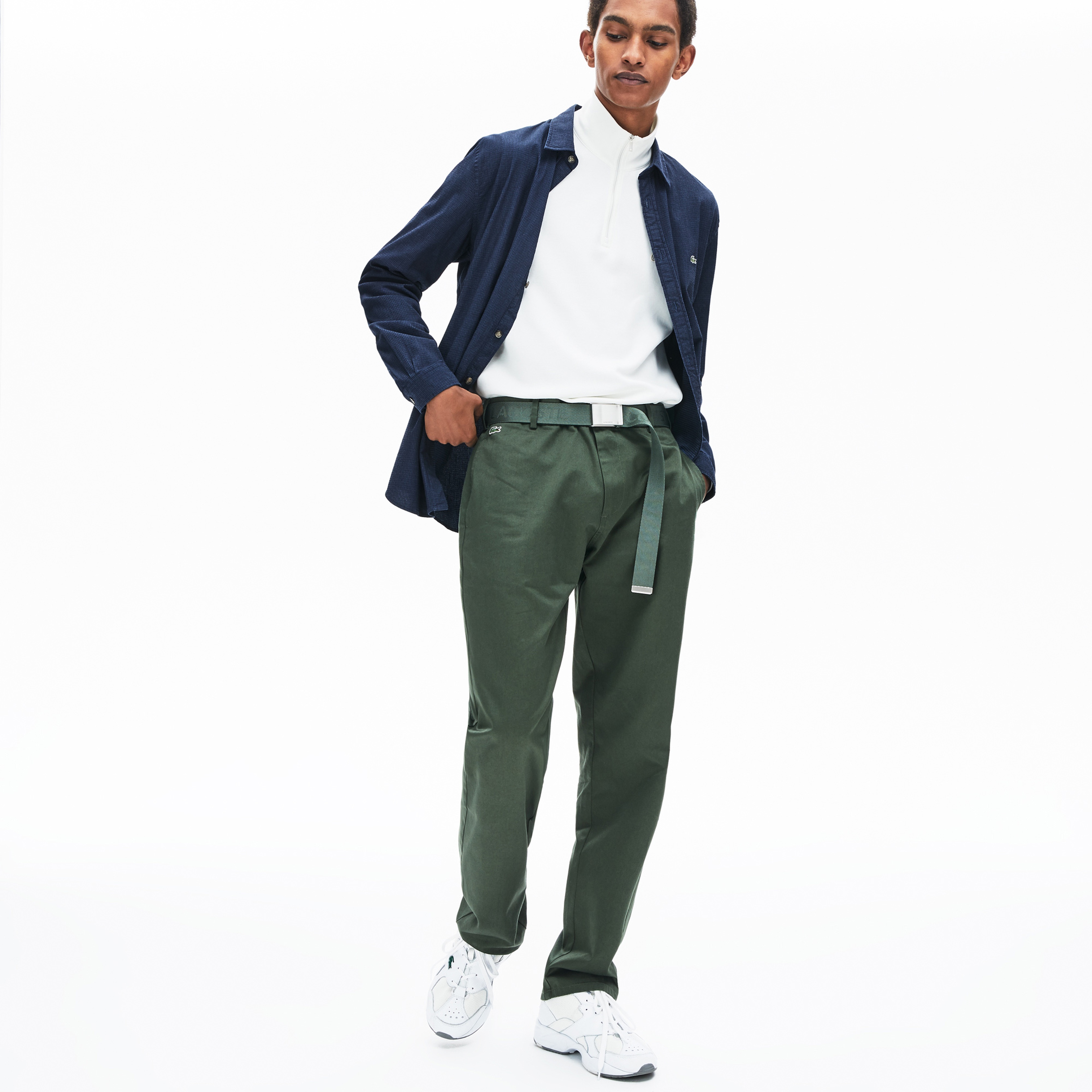 Lacoste Erkek Regular Fit Düğmeli Yaka Denim Lacivert Gömlek