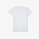 Erkek Slim Fit V Yaka Beyaz T-Shirt