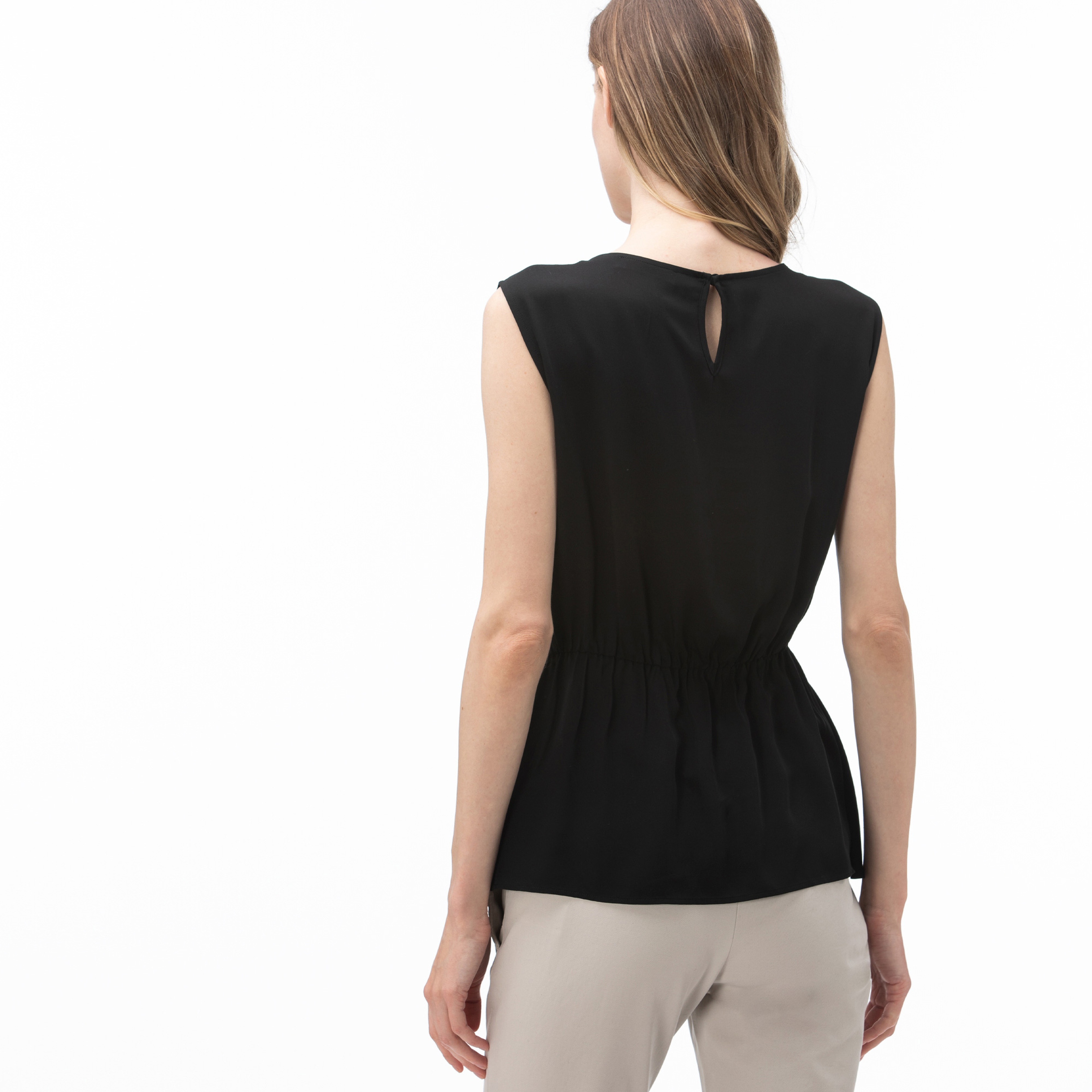 Lacoste Kadın Bisiklet Yaka Kolsuz Siyah Bluz