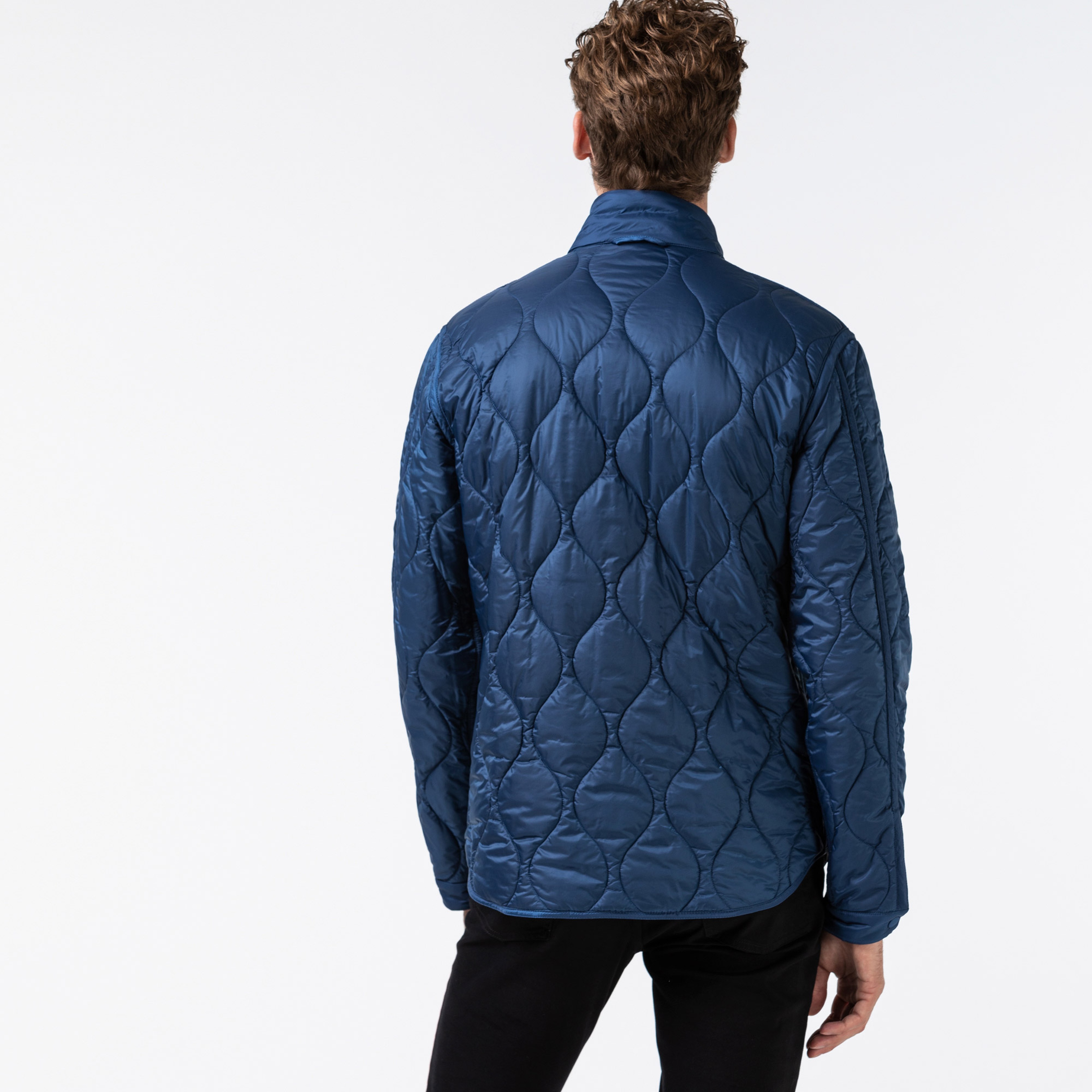 Lacoste Erkek Kapitone Dik Yaka Siyah - Lacivert Çift Taraflı Mont