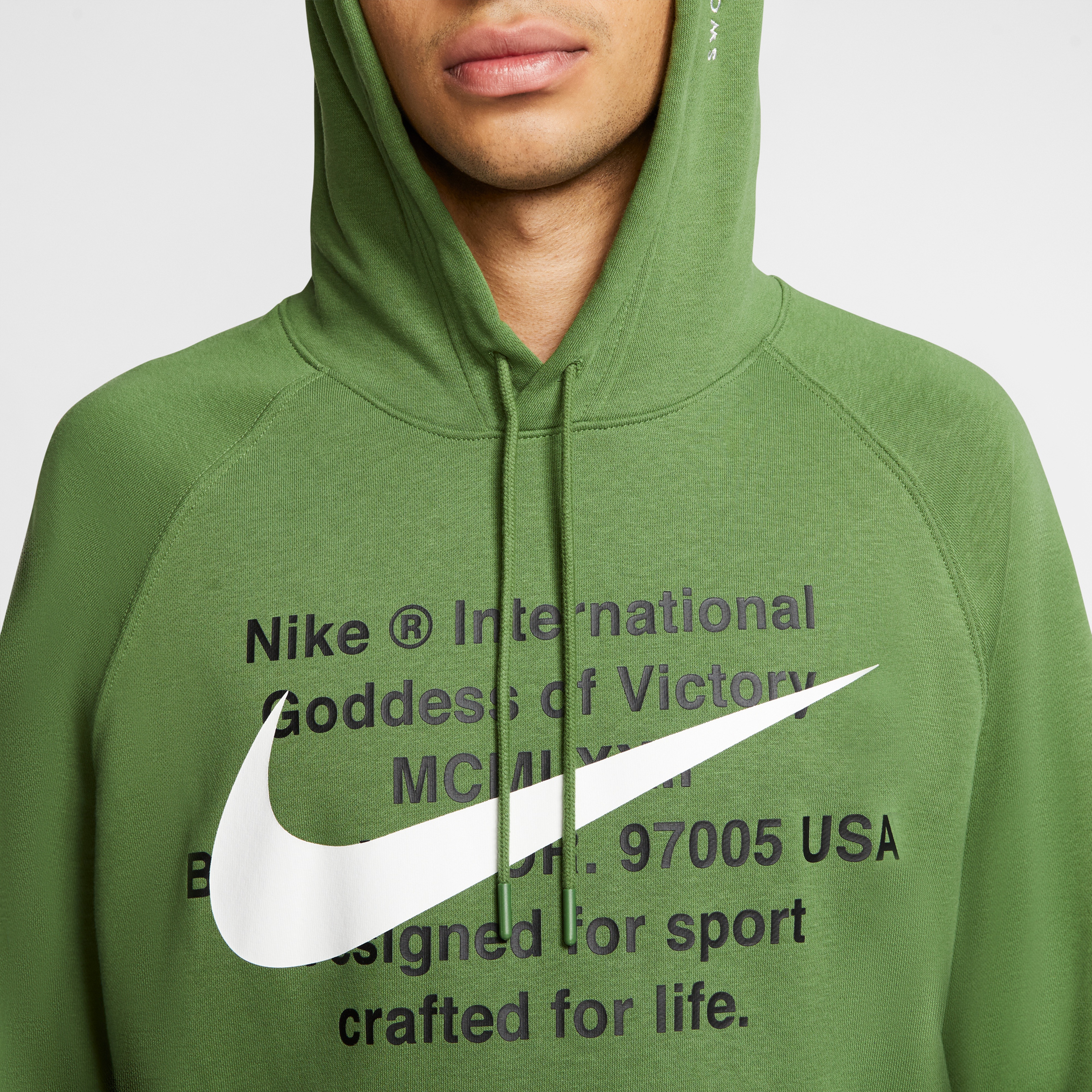 Nike Sportswear Swoosh Erkek Yeşil Kapüşonlu Sweatshirt