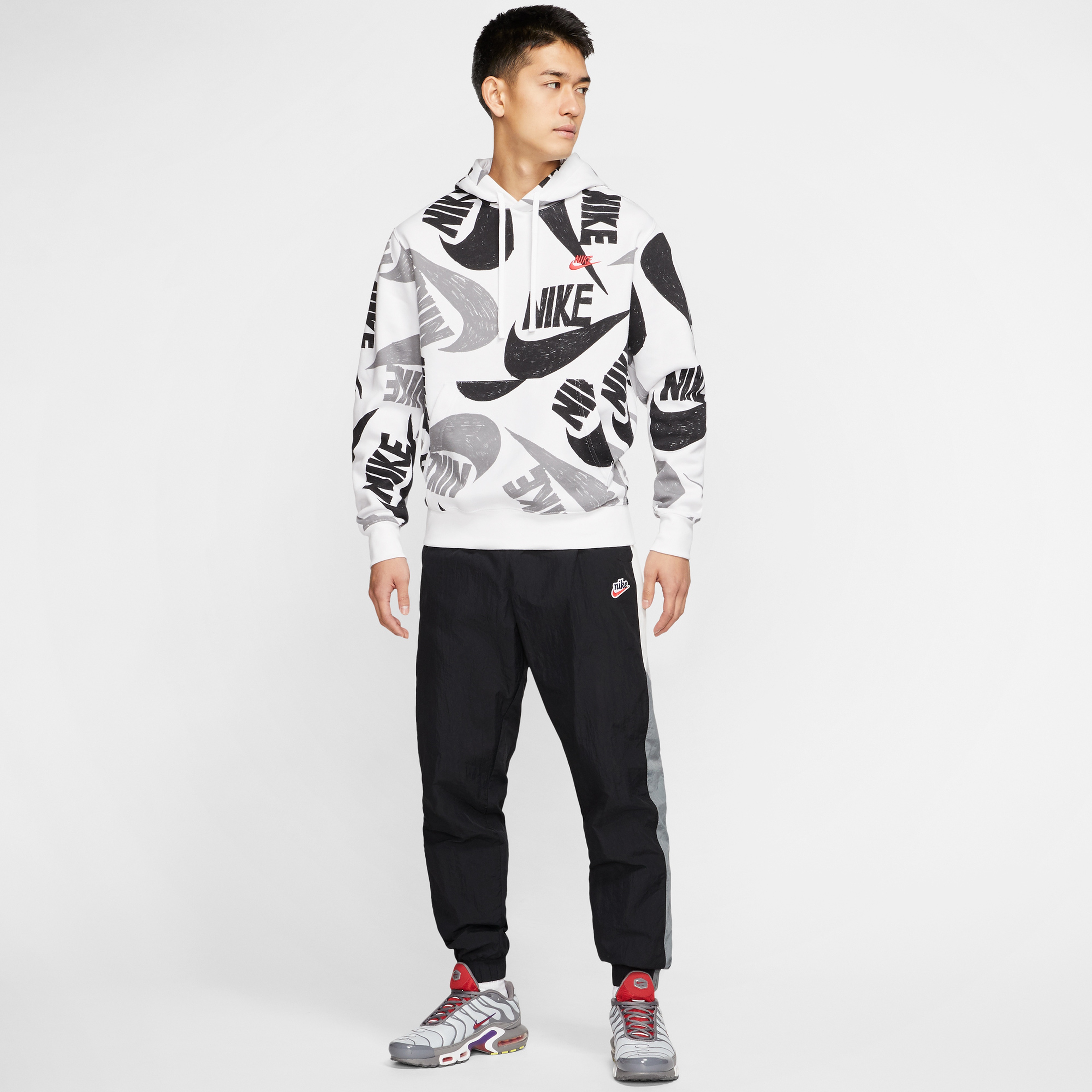 Nike Sportswear Club Erkek Beyaz-Siyah Kapüşonlu SweatshirtSCJ6312