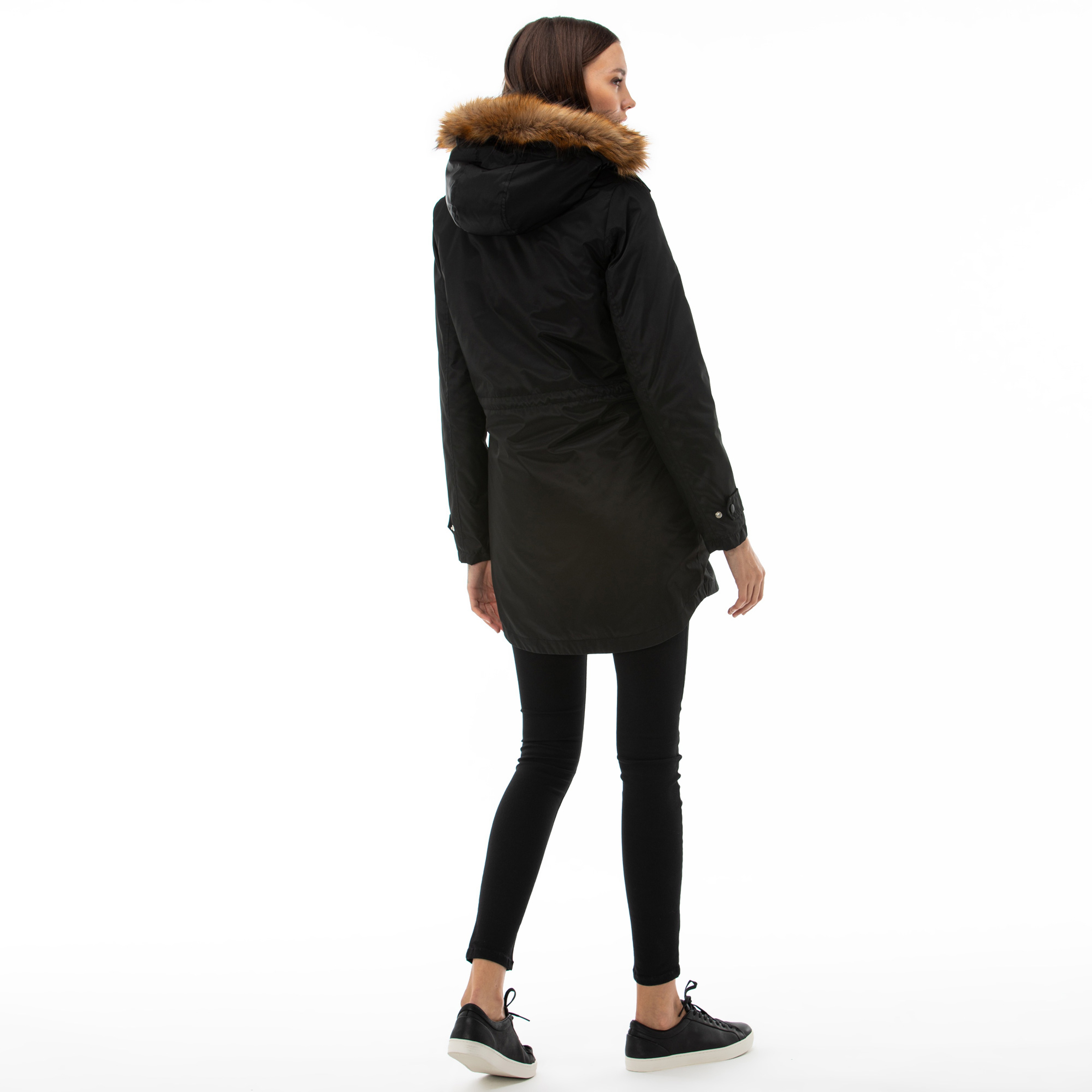 Lacoste Kadın Çift Kullanımlı Kapüşonlu Siyah Mont