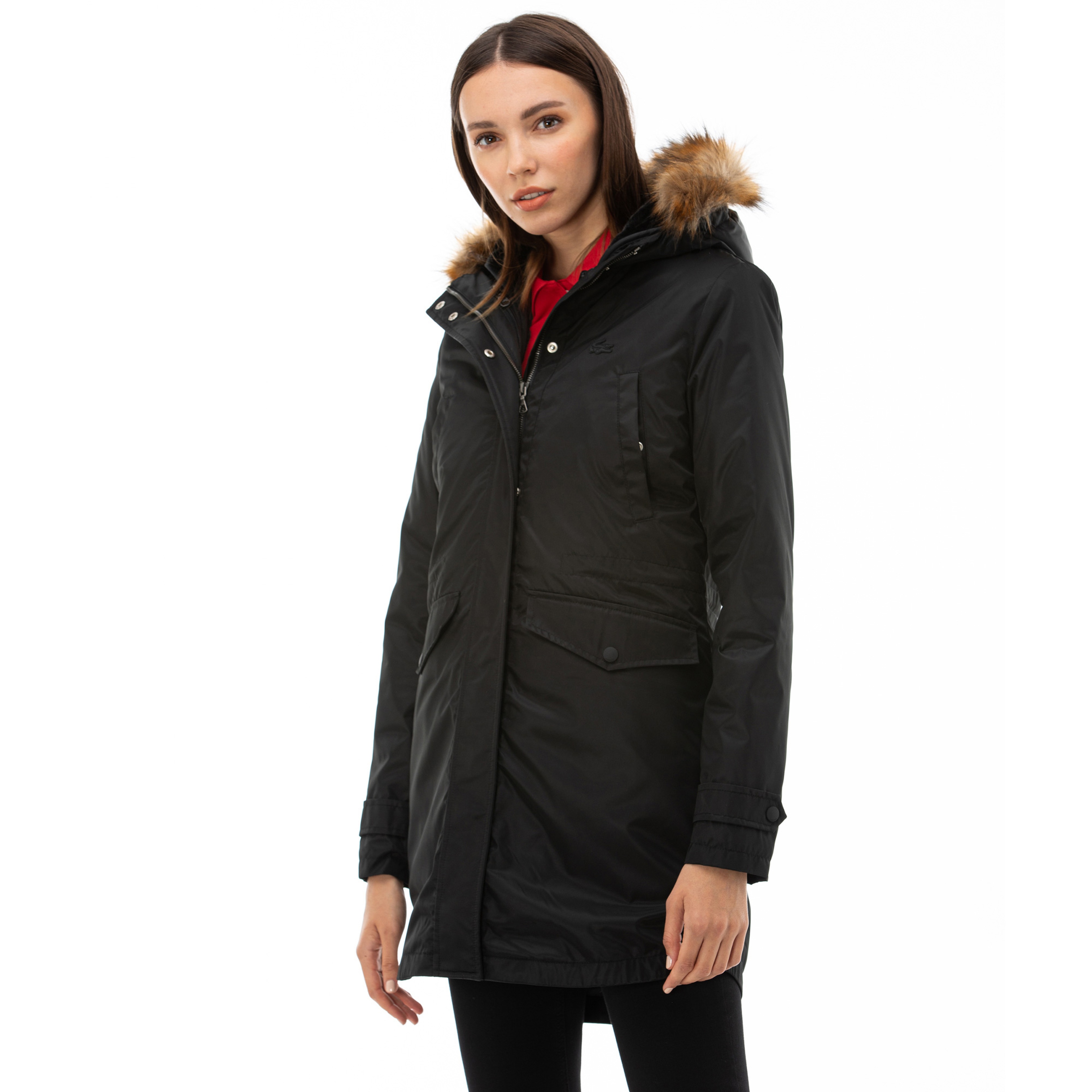 Lacoste Kadın Çift Kullanımlı Kapüşonlu Siyah Mont